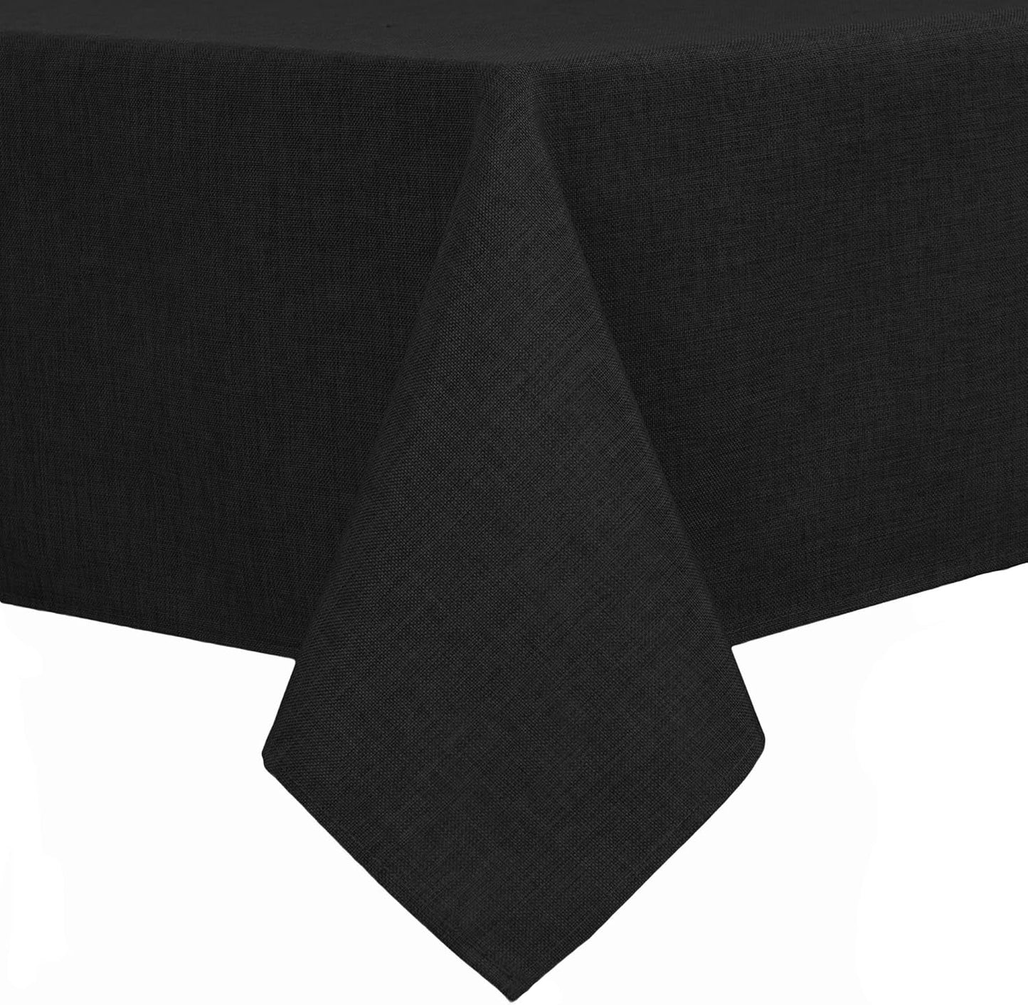 Hiasan Faux Linen Rectangle Tablecloth - Wrinkle and Stain Resistant Washable Table Cloth for Kitchen Dining Room Holiday Table Cover for Party Dinner, Black, 60 x 102 Inch