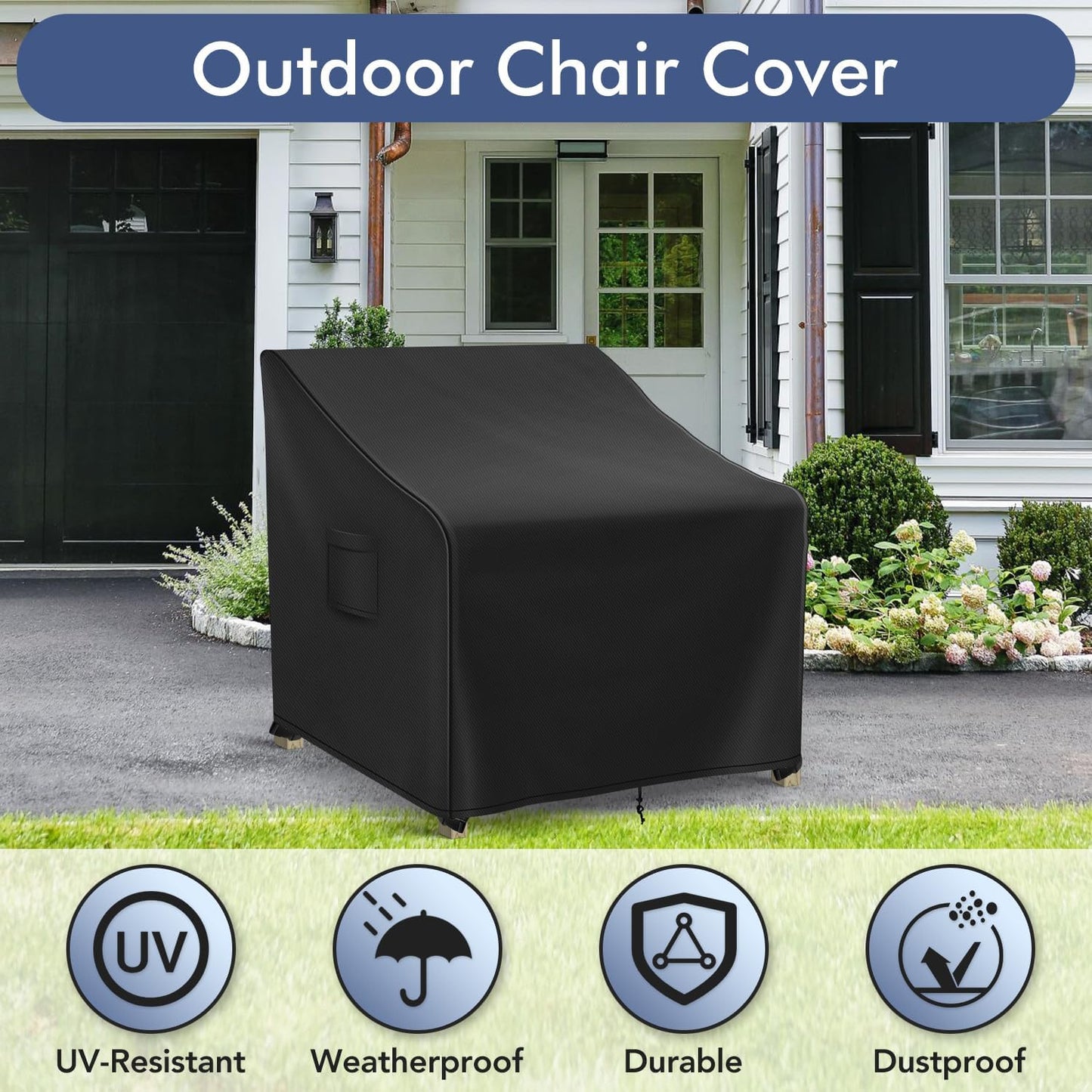 Outdoor Swivel Chair Covers Waterproof, Outdoor Rocking Chair Covers 2 Pack, Patio Chair Covers for Outdoor Furniture Fits up to 31.5W x 33.5D x 36H inches, Black