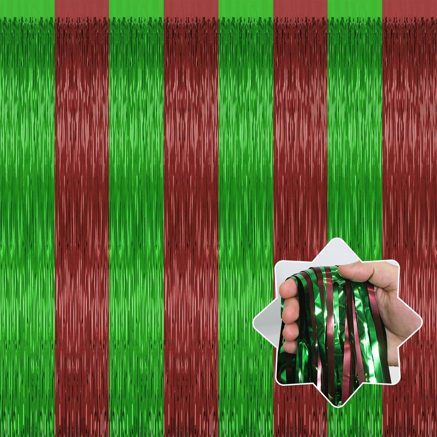 4 Pack Football Party Decorations,3.28 Ft x 6.56 Ft Football Tinsel Backdrop,Brown Green Foil Fringe Curtains Streamer Backdrop Birthday Party Decorations Sports Background