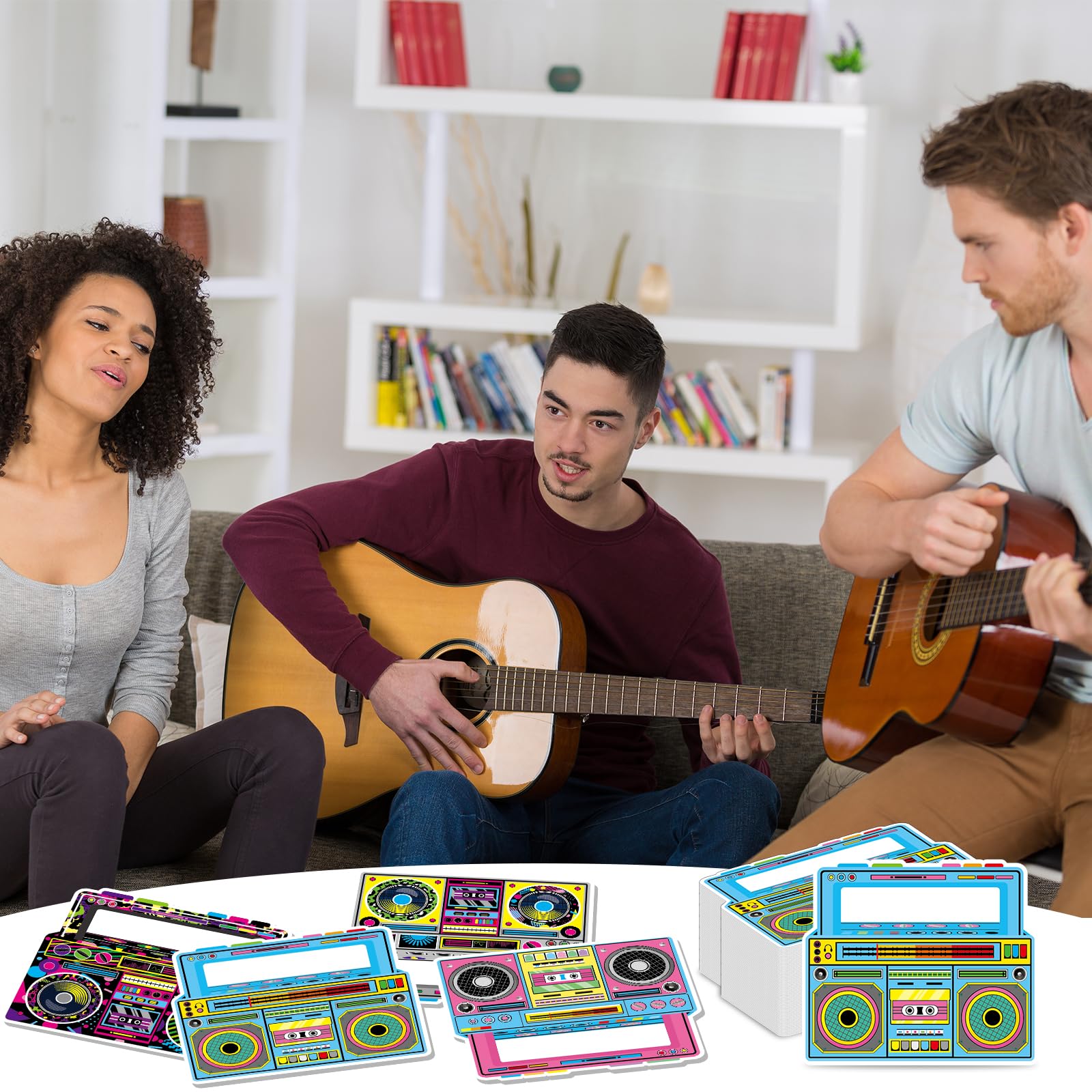 50 Pcs Radio Boombox Napkins Back to 80s 90s Party Decorations Retro Boombox Shaped Disposable