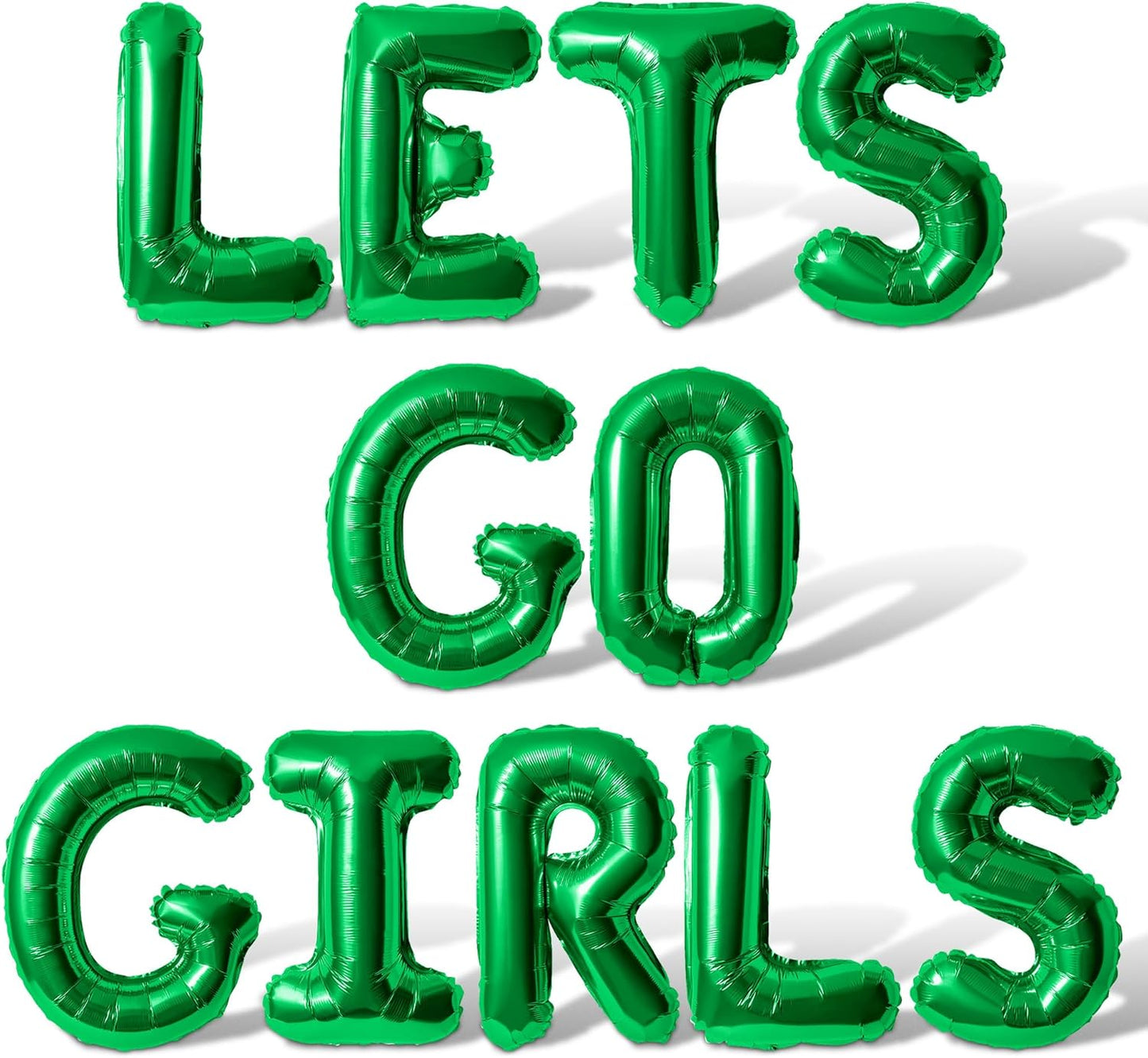 Letter Balloons - LETS GO GIRLS 16" Inch Alphabet Letters Foil Mylar Balloon Bachelorette or Hen Party Banner (Green)
