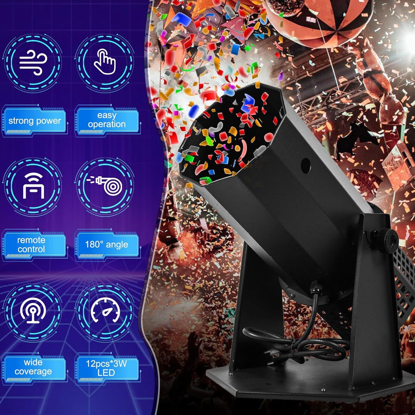 Professional Electric Confetti Machine - DMX Control Digital Confetti Cannon with Remote for DJ Party Nightclub Wedding Stage Concert Event Show Christmas