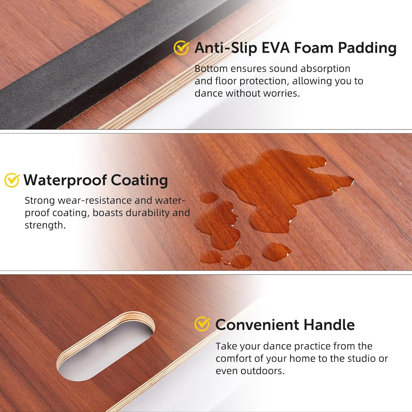 Tap Dance Floor-Portable Dance Floor for Any Surface-Professional Tap Board for Tap Dancing,Ideal for Dancers Home & Outdoor,Portable Stage Platform,Cushioned Base Dance Practice Floor