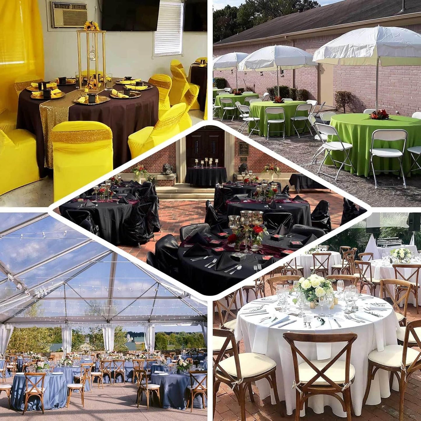 Efavormart Round Tablecloth, 120 Inch Stain & Wrinkle Resistant Washable Table Cloth, Decorative Polyester Fabric Table Cover for Banquet, Wedding, Dining - Wine