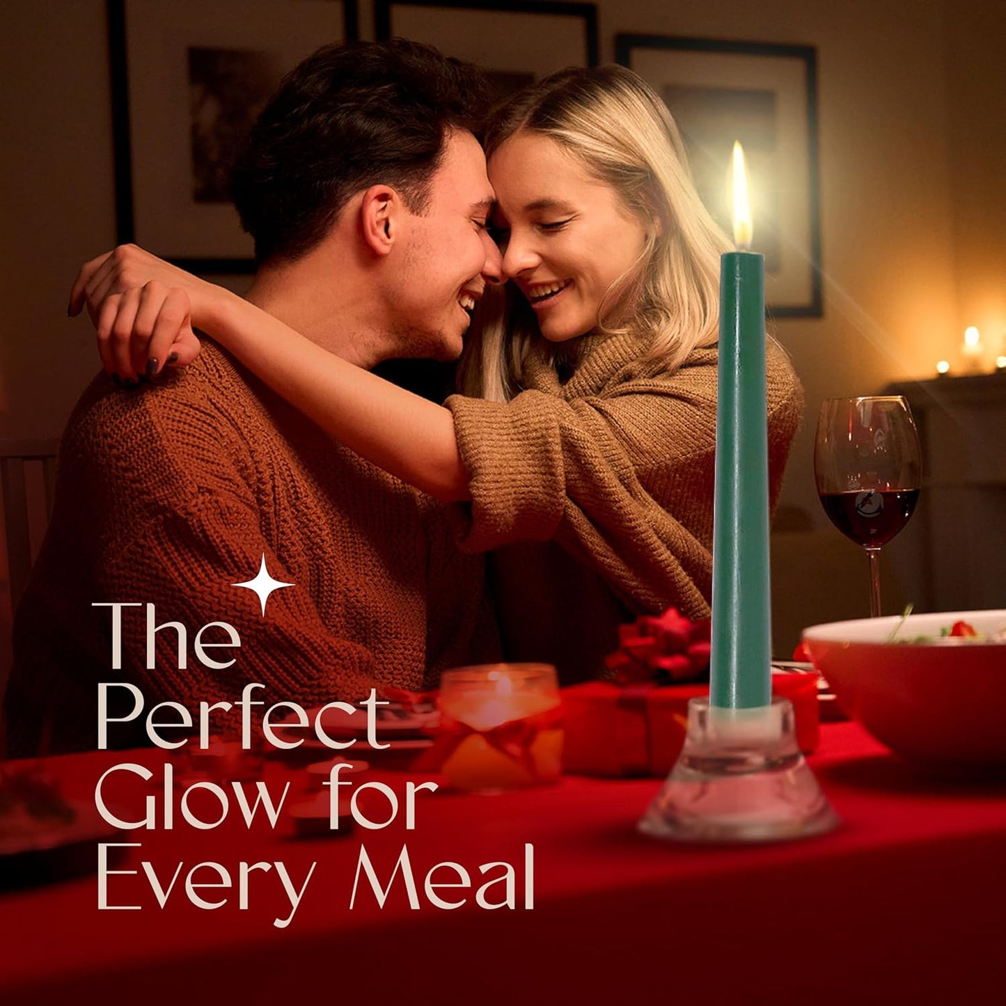 Leor & Lair Green Taper Candles - 4 Pack 10" Green Candlesticks for Christmas - Unscented Long Burning Candle Sticks for Spring, Home Decor, Dinner, Holidays, Weddings & Business Events