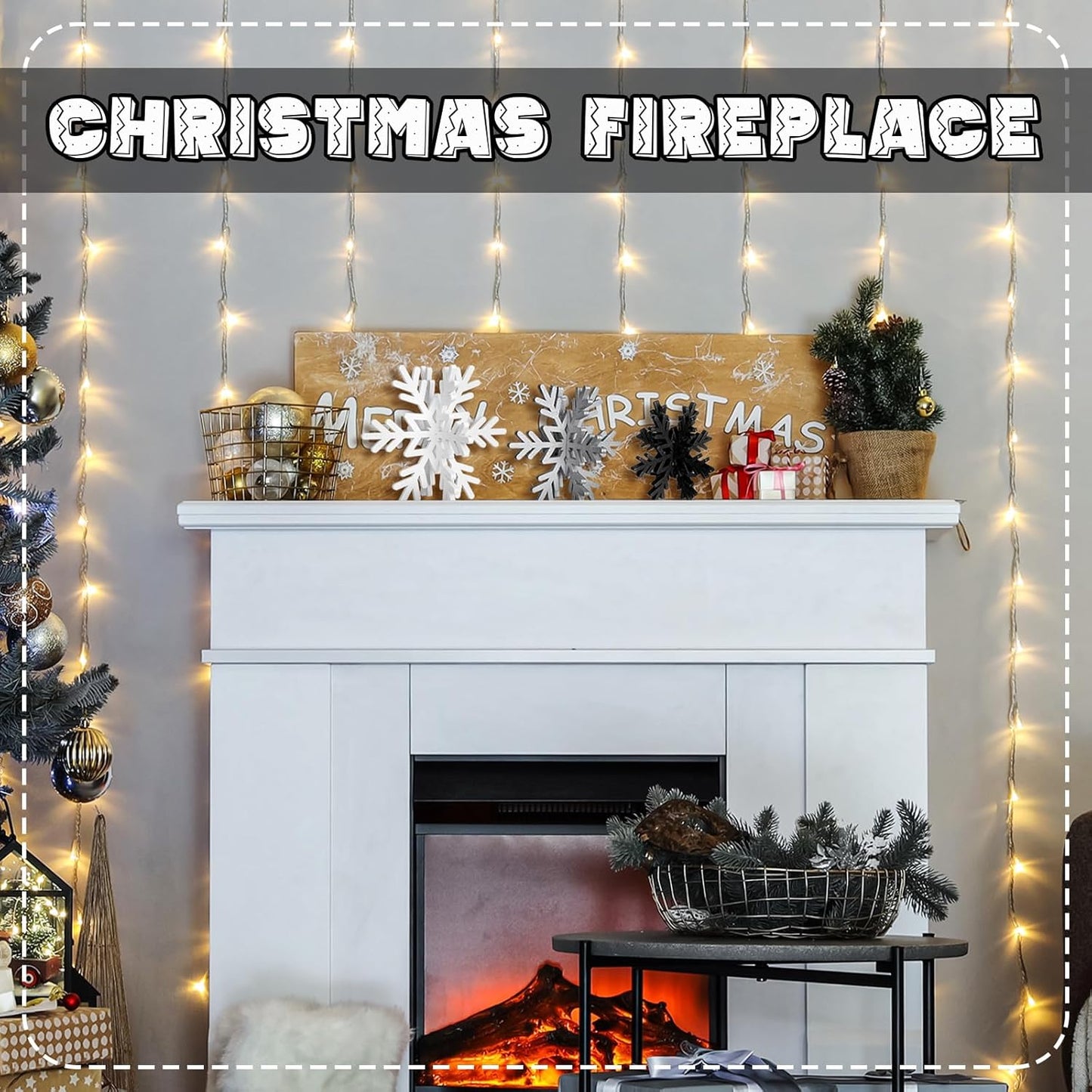 Bucherry 12 Pcs Wooden Snowflake Table Decor 3D Snowflake Tabletop Signs and Centerpiece for Christmas Xmas Winter Wonderland Decorations Home Party(White, Gray, Black)