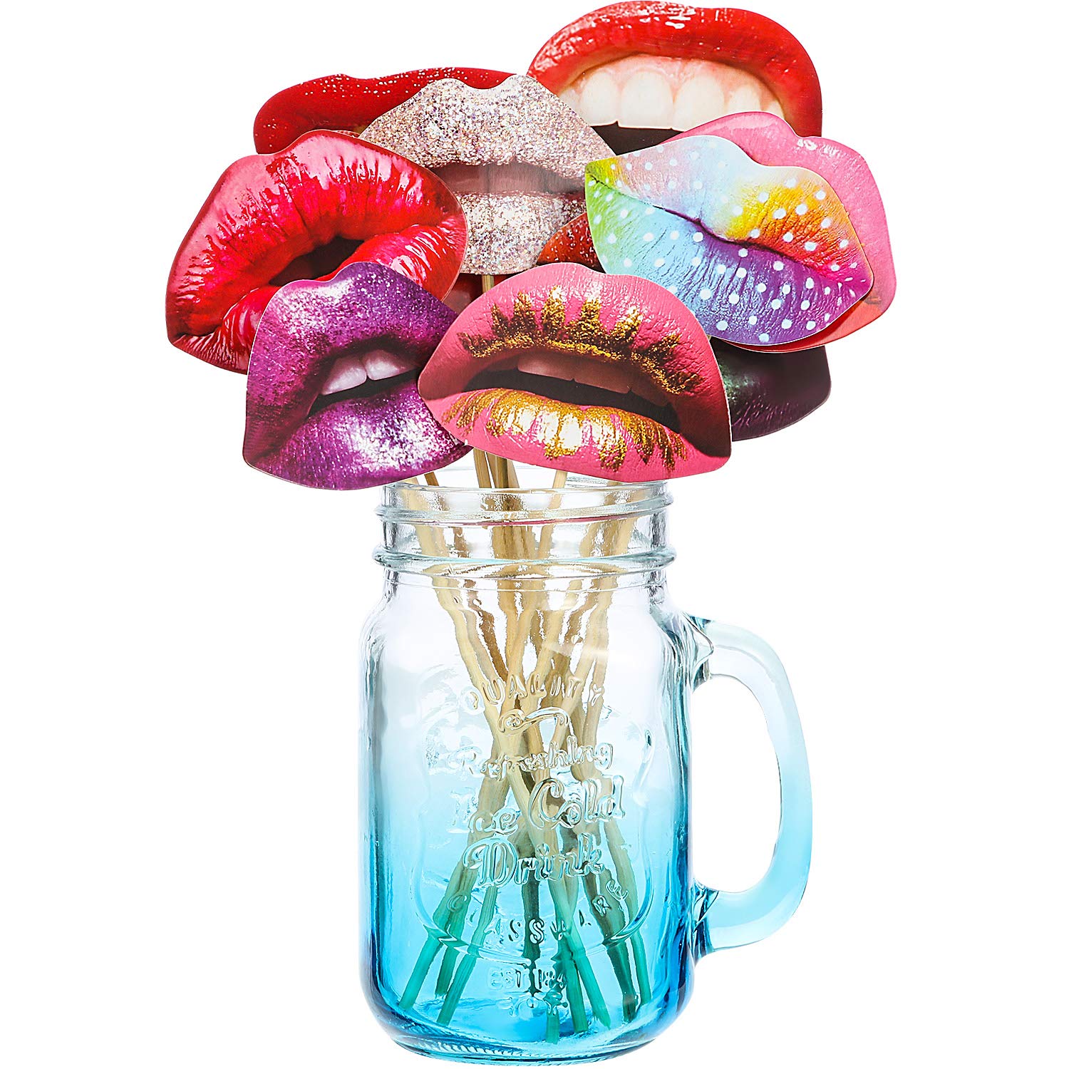 Gejoy 40 Pcs Funny Mouth Lips Photo Booth Props DIY Selfie Accessories