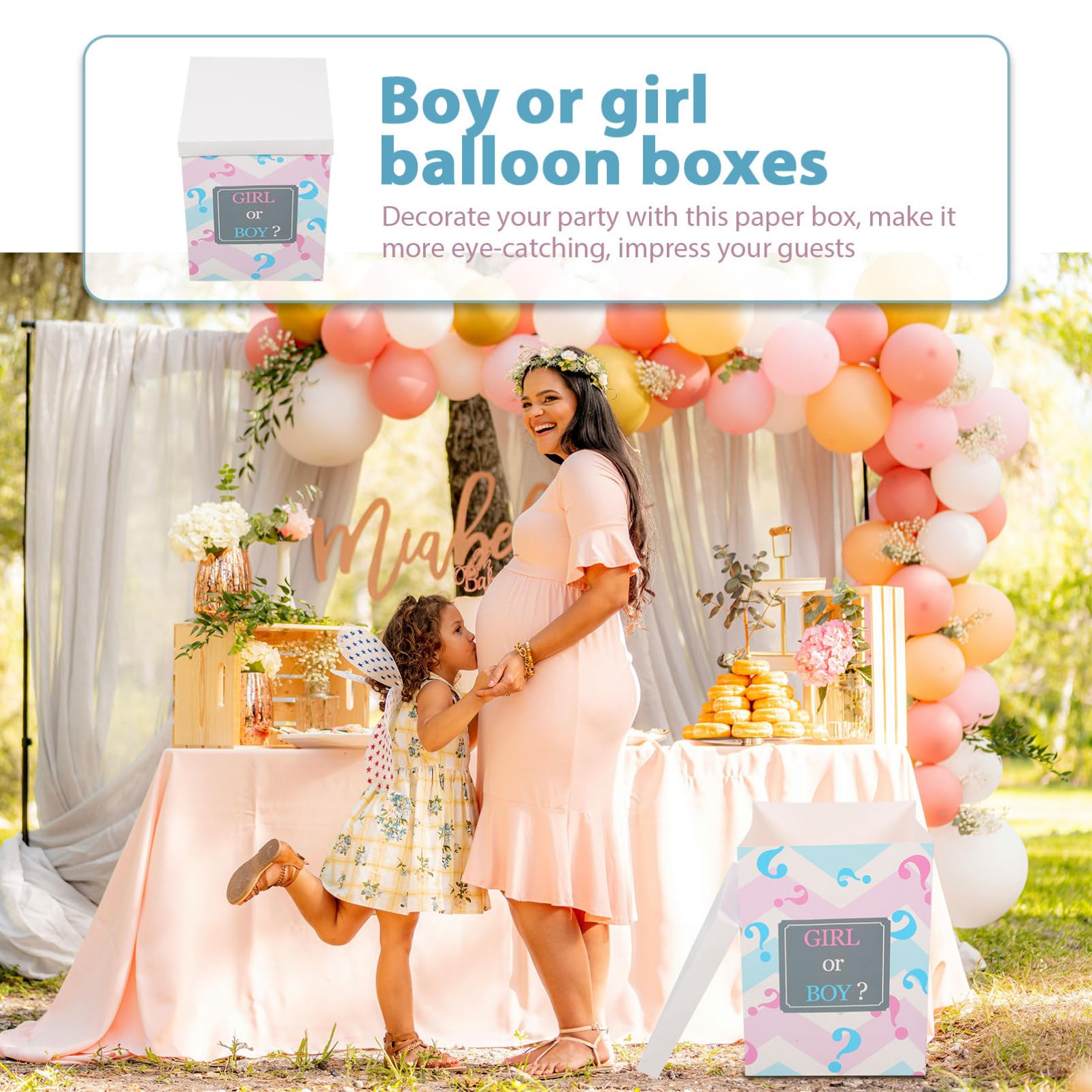 NUOBESTY Gender Reveal Balloon Box Baby Shower Girl or Boy Balloon Paper Box Surprise Gender Reveal