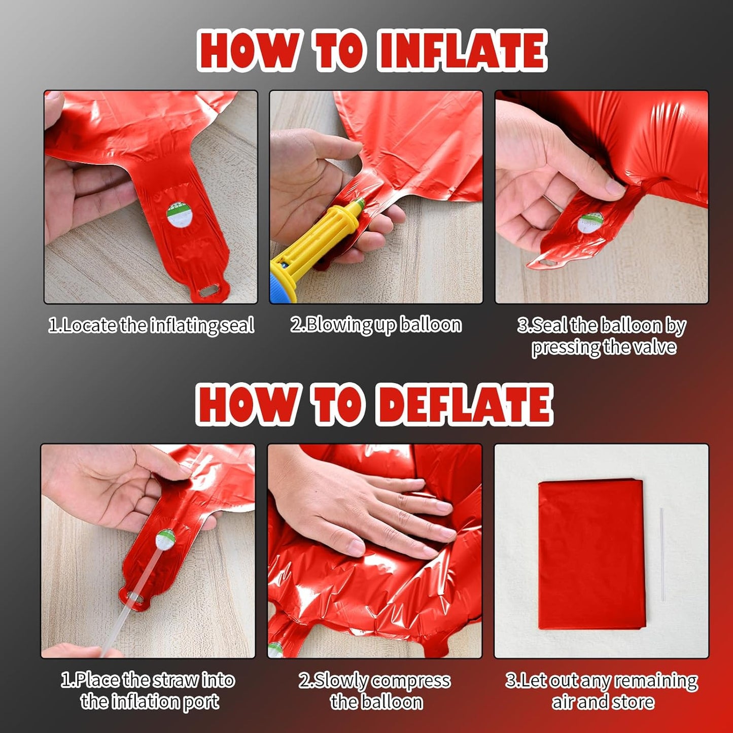 Star Balloons, 22in Red Black and Silver Star Balloons Foil 10in 4-Pointed & Pentagram Balloon for Graduation New Year Wedding Birthday Party Decorations