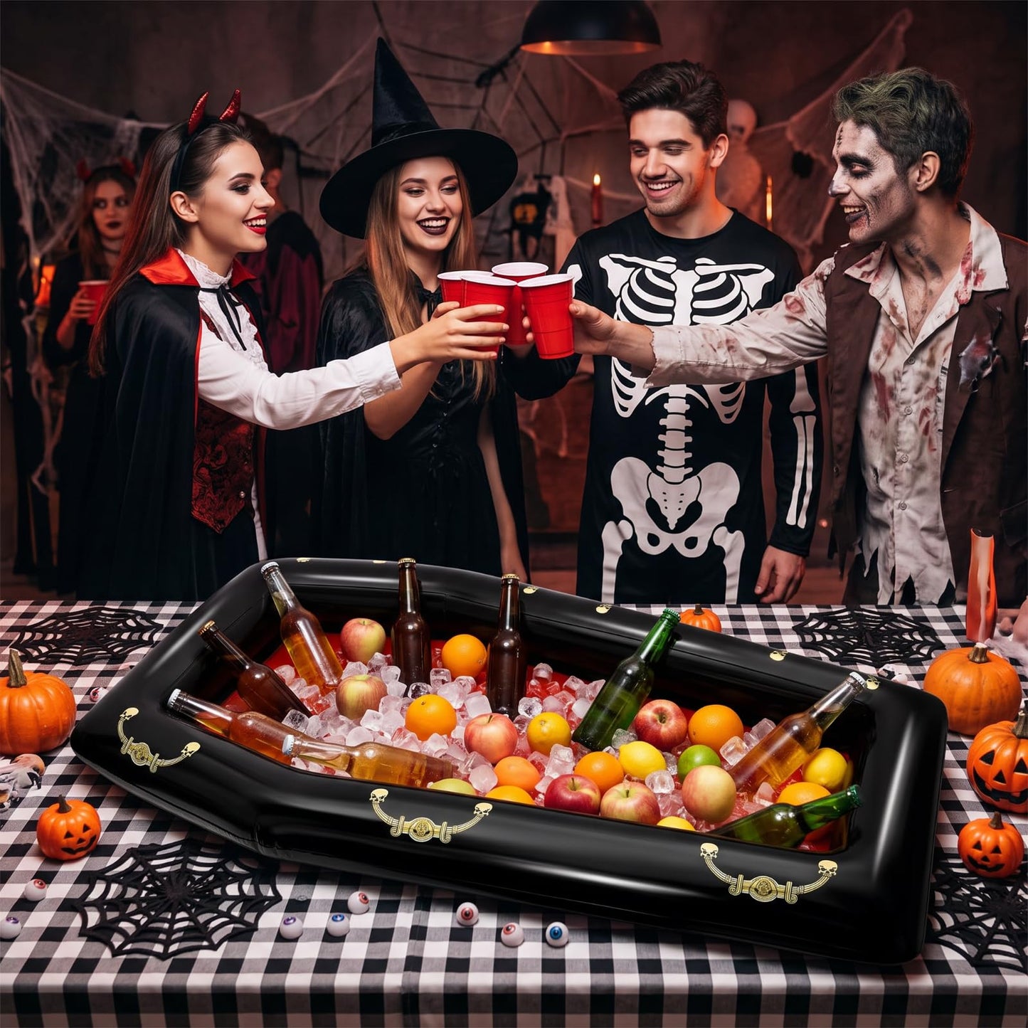 Aoriher 52 Inch Inflatable Coffin Cooler Fake Coffin Floatie Drink Ice Chest Buffet Bucket Beverage