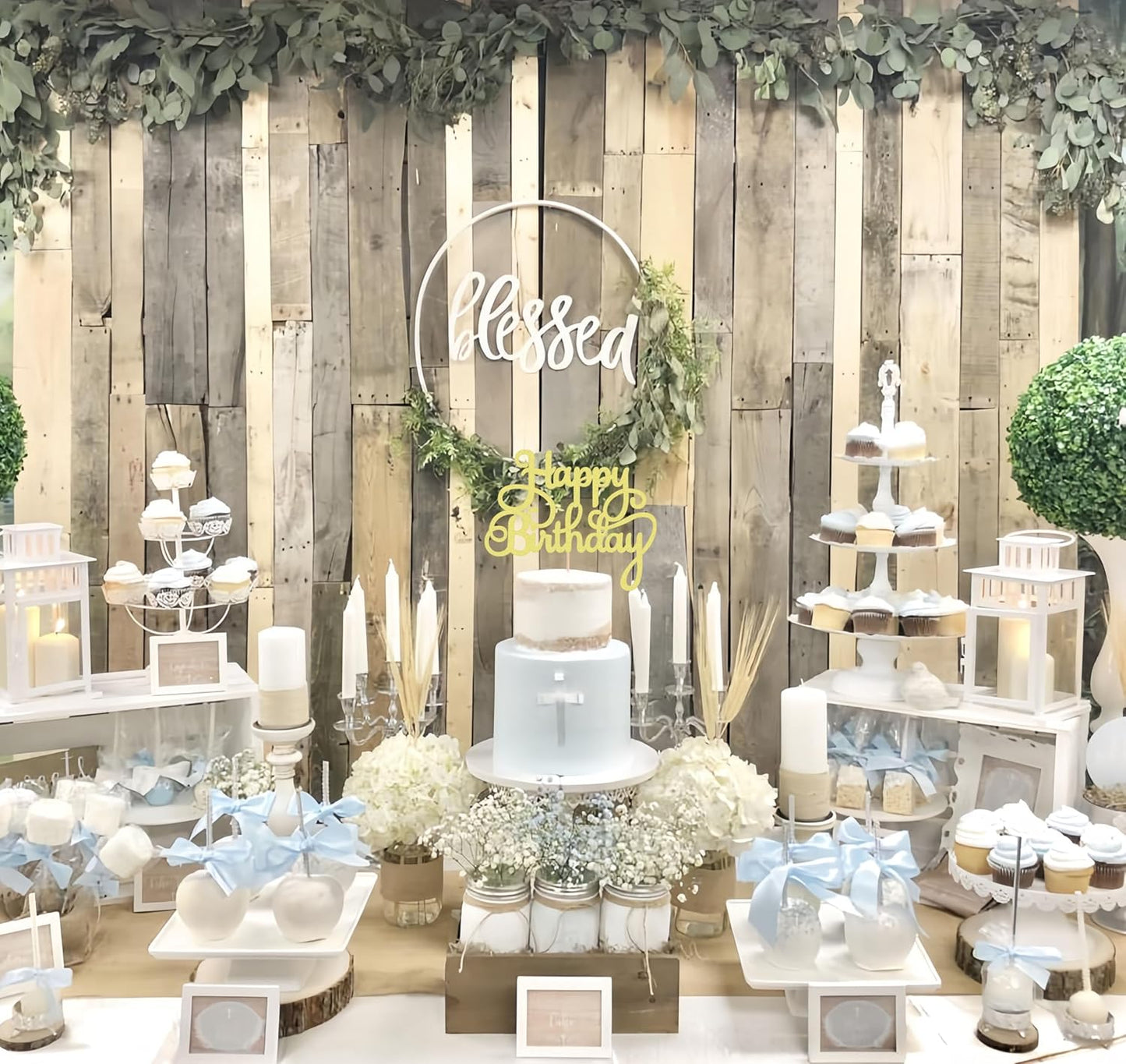 Happy Birthday Cake Topper - Gold Glitter Birthday Party Cake Decoration Supplies - Happy Birthday Cake Decor, for Anniversary/Birthday Party Supplies Photo Booth Props