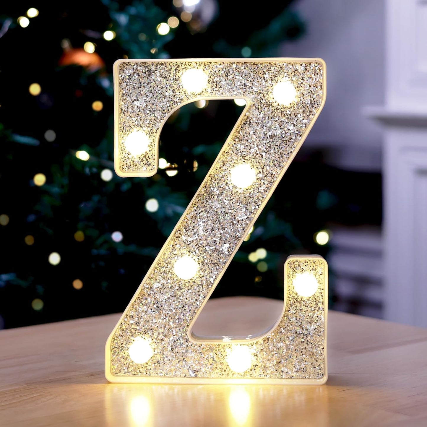 Marquee Light Up Letters, Glitter Silver LED Letter Lights Battery Powered Alphabet Letter Sign for Night Light Wedding Birthday Party Cafe Bar Decoration Girls Room Decor - Z