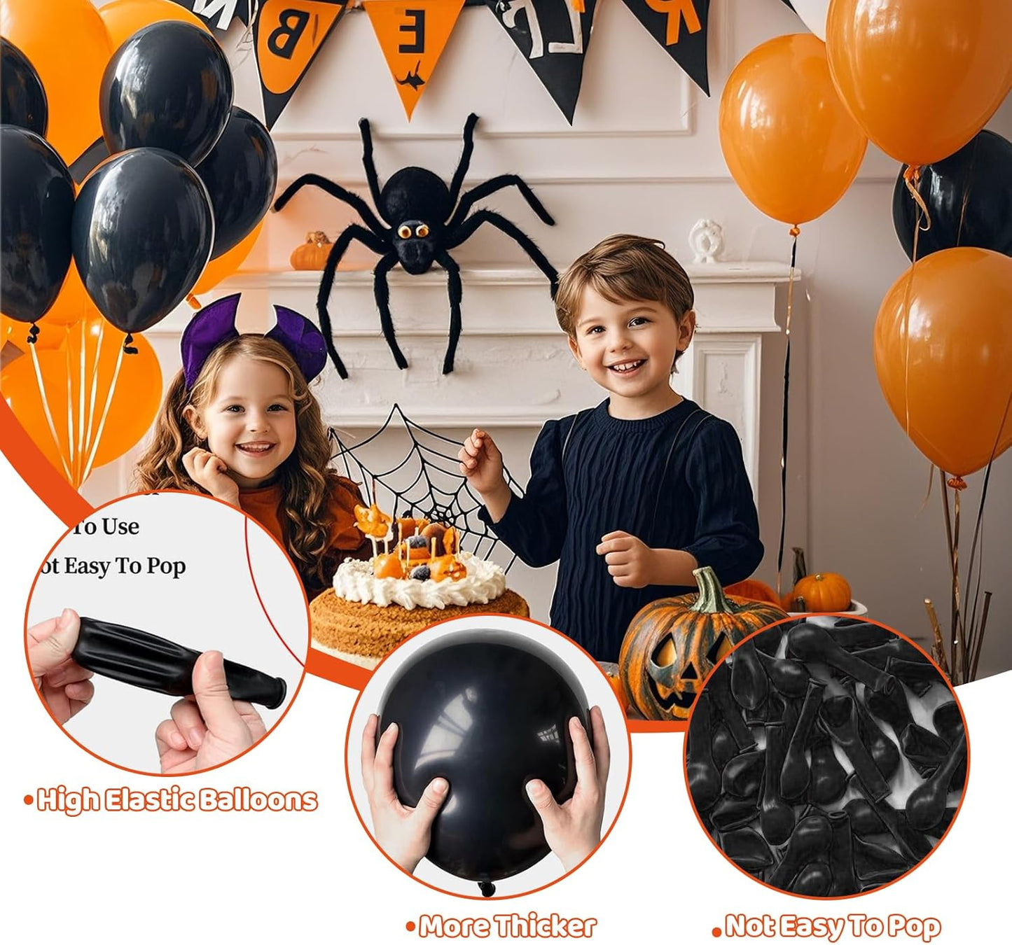 Black Halloween Balloons 110Pcs Black Balloon 12 inch, Latex Balloons for Birthday Party Baby Shower Wedding, Halloween Party Decorations and Spooky Party
