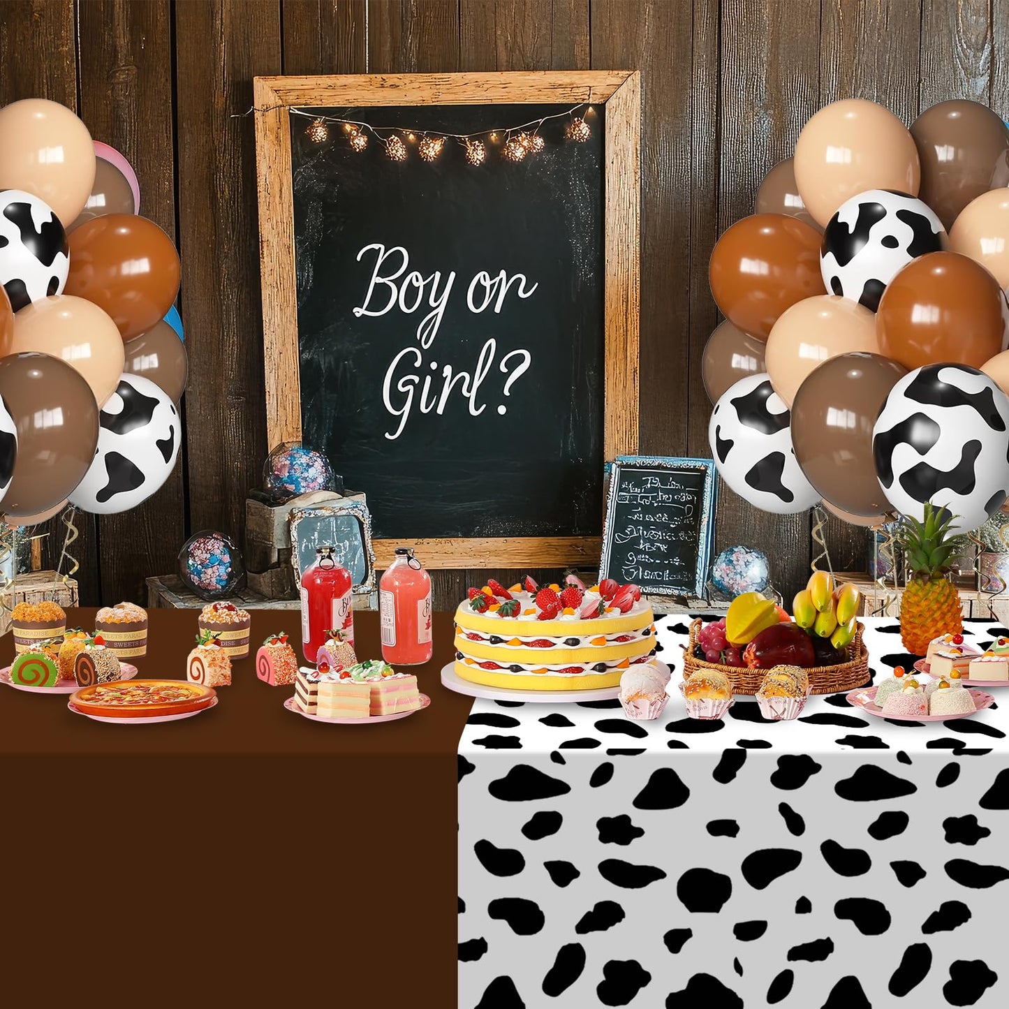 12Pack Brown and Cow Print Western Plastic Tablecloth for Rectangle Tables, Cowboy Rodeo Disposable