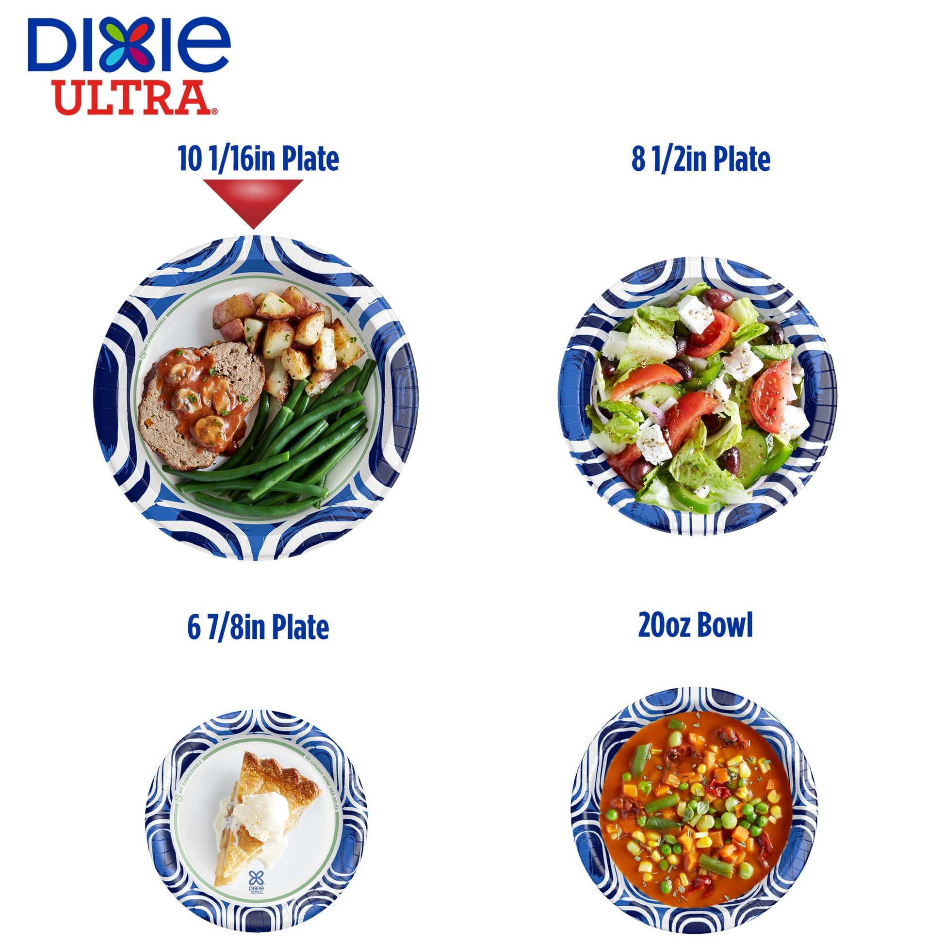 Dixie Ultra, Large Paper Plates, 10 Inch, 172 Count (4 packs of 43 plates), 3X Stronger*, Heavy