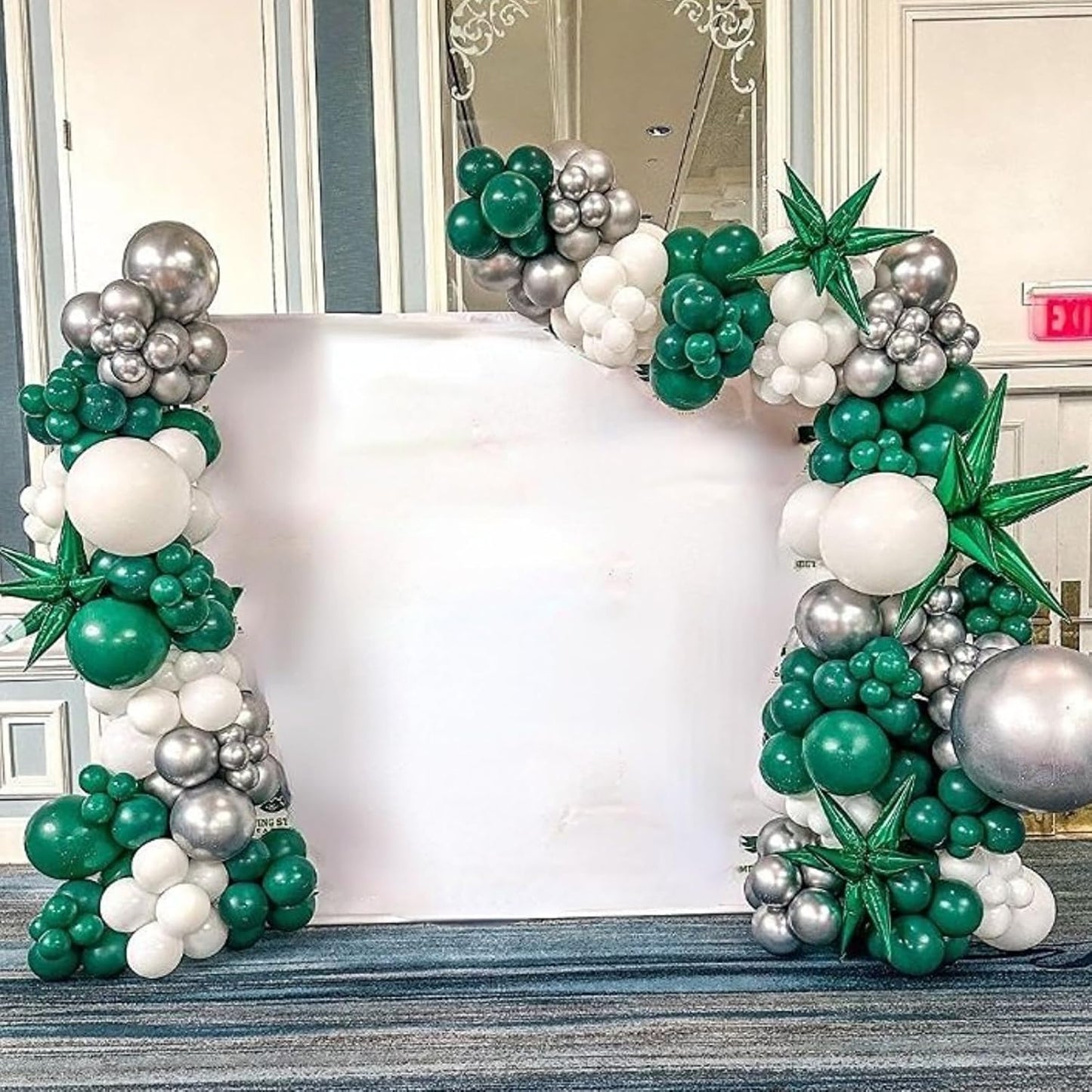 Green Balloons, 12 Inch Dark Emerald Lime Green Metallic Silver Latex Balloons for Boys Men Birthday Video Game Forest Jungle Dinosaur Themed Party St. Patrick's Day Graduation Decoration Supplies