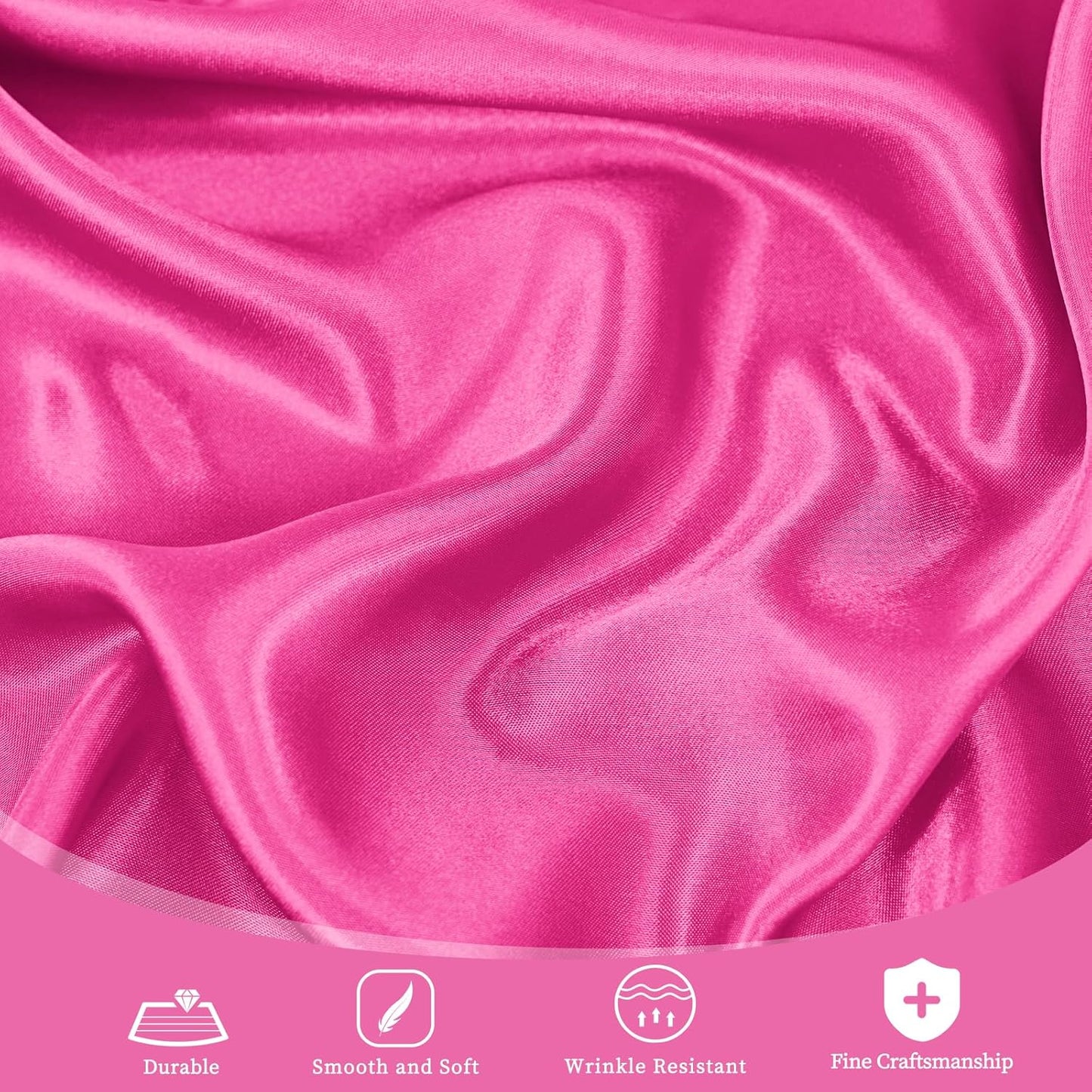 12 Pack 108 Inch Hot Pink Satin Tablecloth - Silky Round Tablecloth Overlay Smooth Fabric Table Cover, Bright Table Decoration for Wedding Party Banquet Events Restaurant Kitchen Dining
