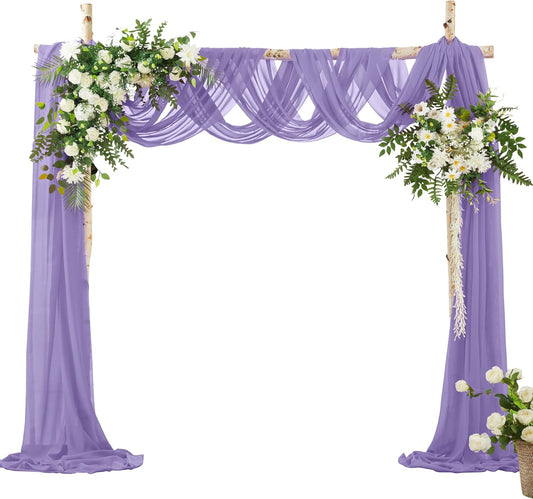 VACVELT Wedding Arch Draping Fabric, Lilac Chiffon, 1 Panel Sheer Drapes, 30 Inch x 20ft Chiffon Backdrop Curtain, Outdoor Sheer Drapery for Ceremony Party Ceiling