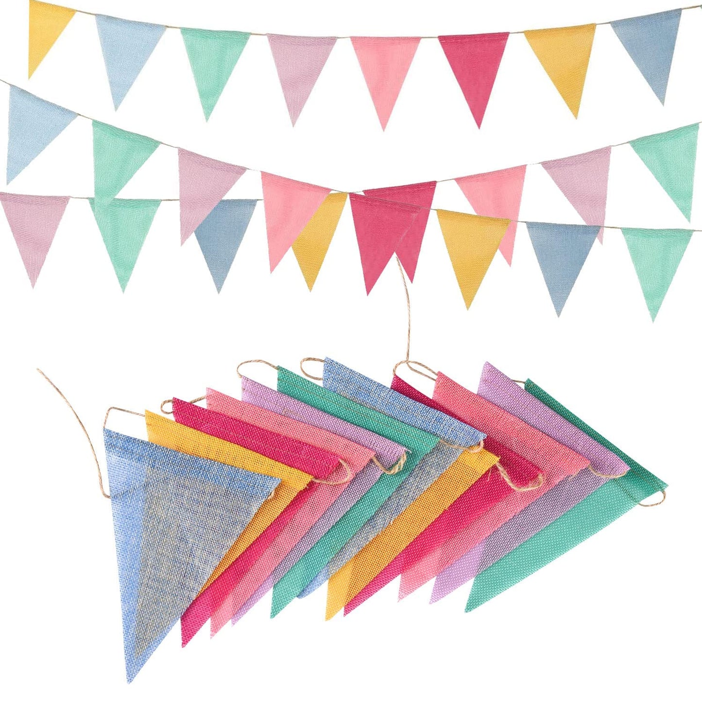 Pennant Banner Flags Pastel - GREATRIL Colorful Triangle Banners for Birthday Easter Classroom
