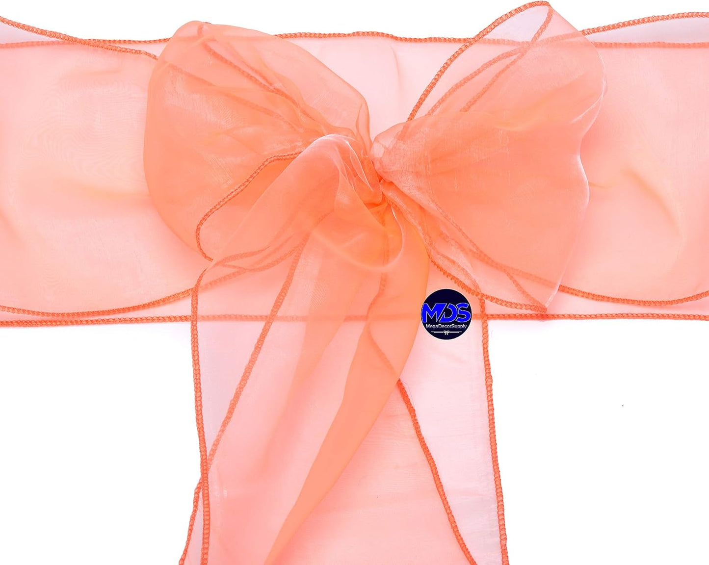 MDS Pack of 10 PCS Organza Chair Sashes Wider Dining Chair Bows Ribbon Tie Back for Wedding Party Birthday Bridal Shower Reception Event Banquet Home Chair Cover Decoration - Light Orange