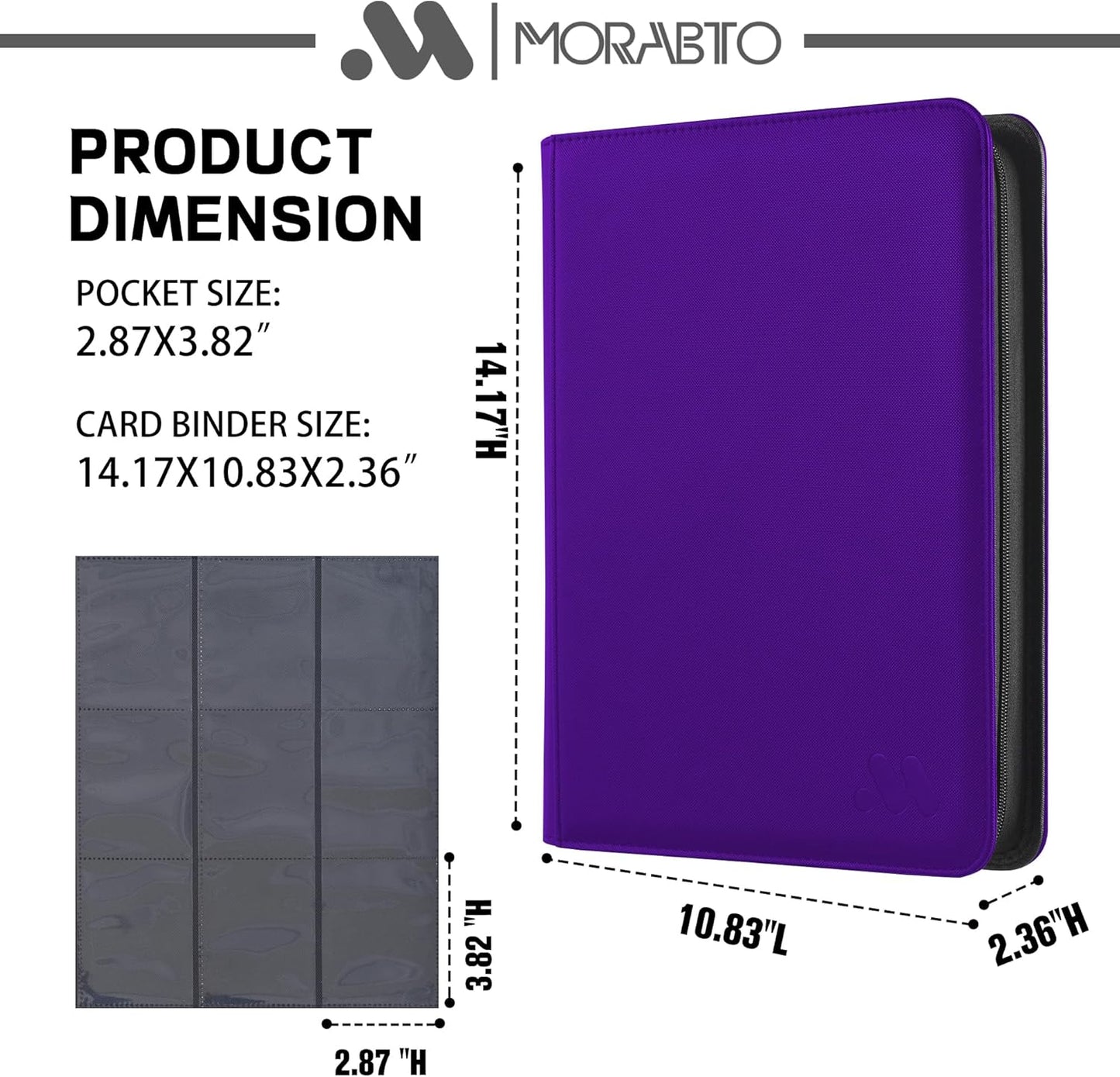 Card Binder 9 Pockets,Trading Card Binder Holds up to 864 Cards with 48 Sleeves,Zipper Card Holder Album Compatible with TCG Card/Game Cards/Sports Card