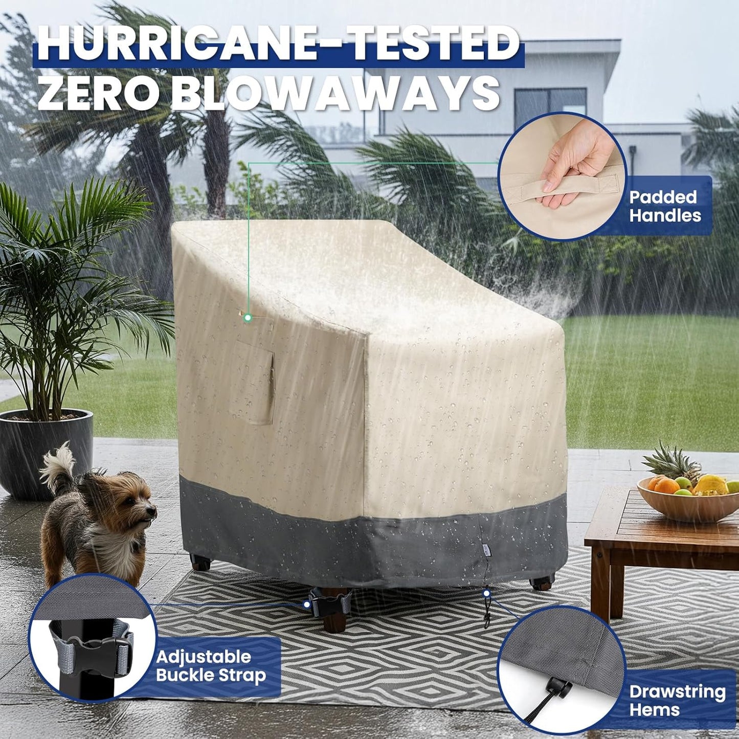 Extra Heavy Duty Patio Chair Covers Waterproof Up to 8000pa, 2 Pack Patio Furniture Covers for Outdoor Swivel/ Rocking Chair/ Adirondack Chairs, Outdoor Seat Cover with Air Vents, 33"W x 35"D x 38.5"H