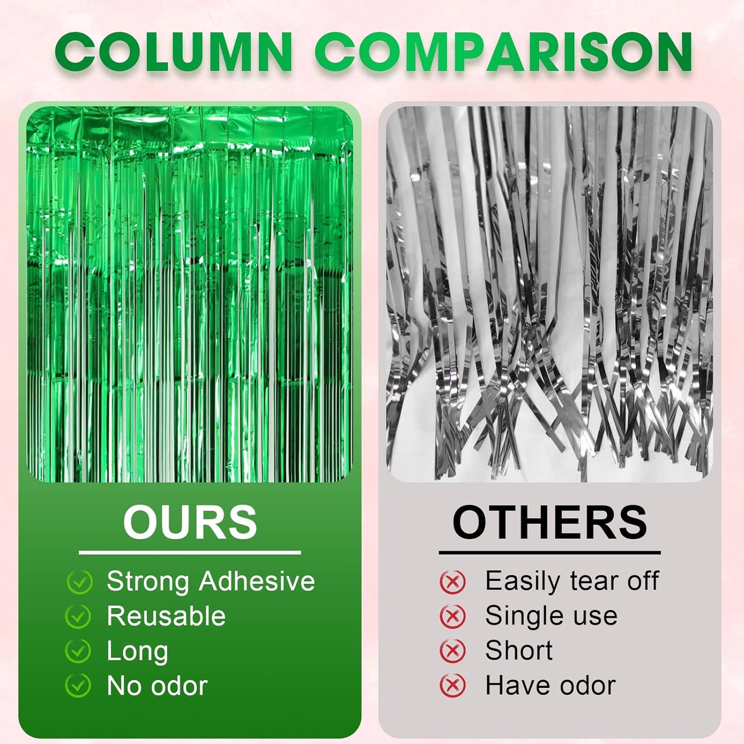 3 Pack 3.3x8.2 Feet Green Foil Fringe Backdrop Curtains, Tinsel Streamers Birthday Party Decorations, Fringe Backdrop for Graduation, Baby Shower, Gender Reveal, Disco Party