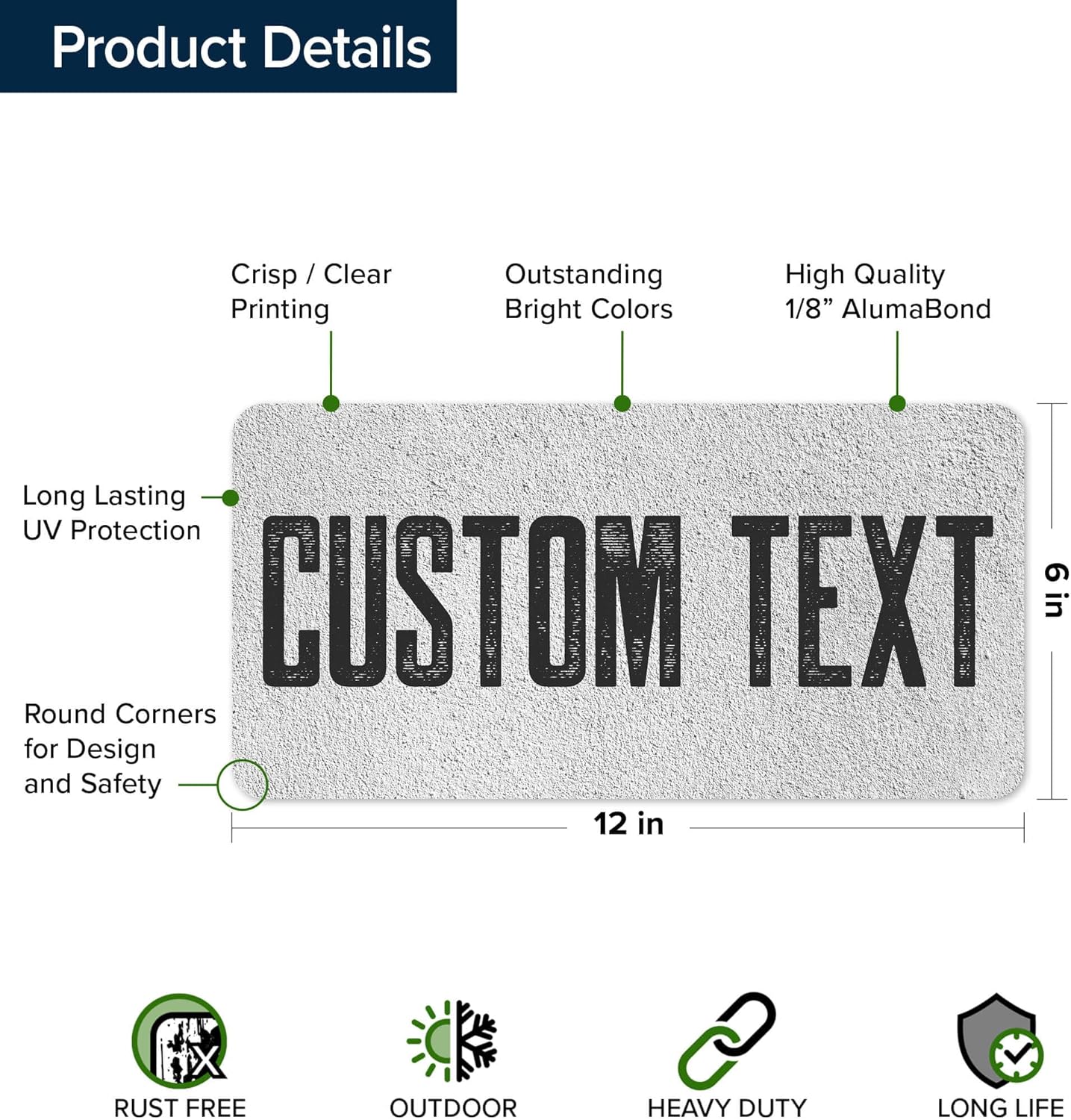 Custom Sign, Custom Street Sign, 11 Font Colors, 13 Font Styles, 4 Hole Options, 22 Sizes, 6x12 Inches, Rust Free DiBound, Fade Resistant, Made in USA by My Sign Center (Concrete)