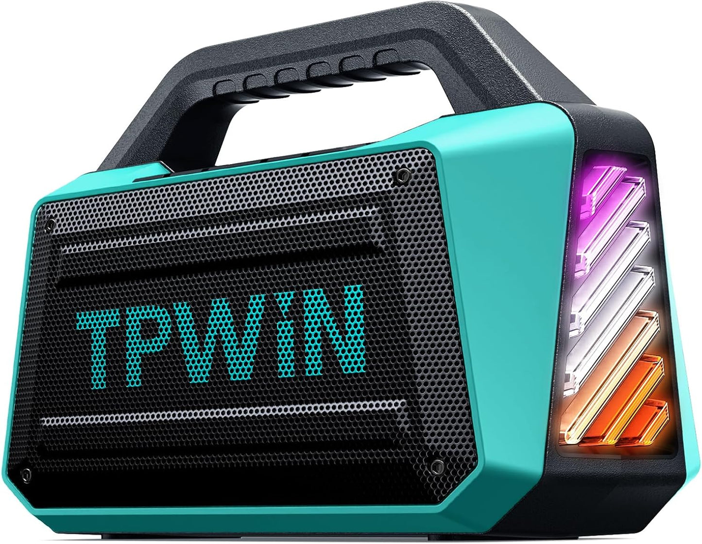Powerful 80W Outdoor Bluetooth Speaker: IPX6 Waterproof, Rugged, 20H Playtime, Deep Bass, Lightshow, TWS, BT 5.3 Wireless, Portable for Travel Hiking Camping Beach Pool - Teal