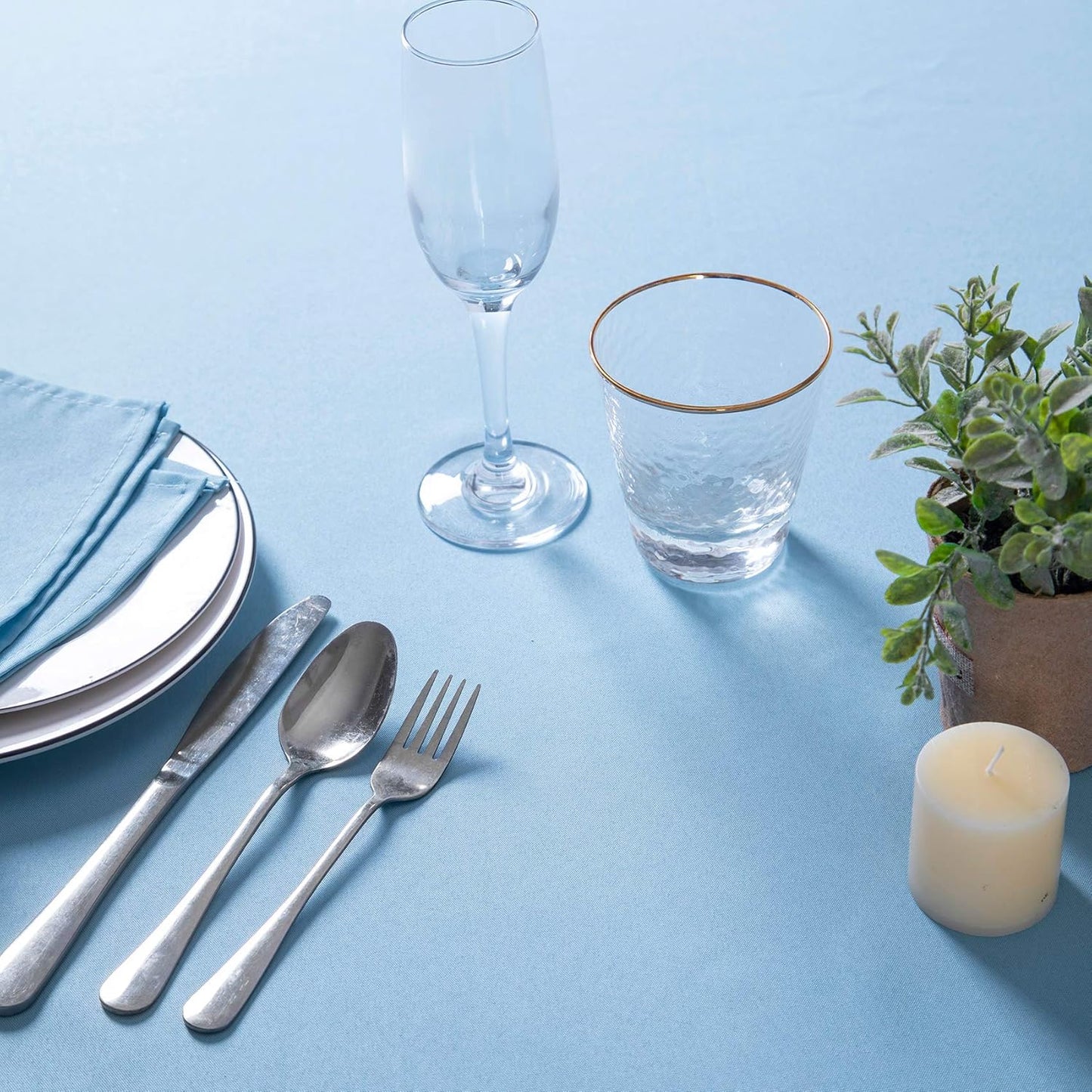 Rectangle Tablecloth 90x156 inch Washable Polyester Fabric Table Cloth for Wedding Party Dining Banquet Decoration（90x156, Blue Mist）