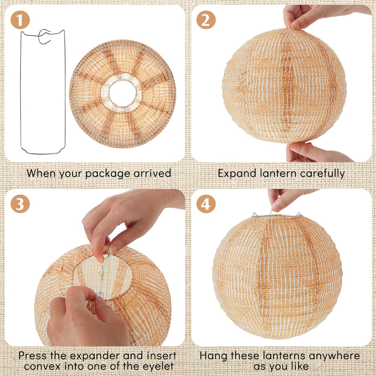 Hortsun 6 Pcs Print Burlap Paper Lanterns Classroom Decor,8 Inch