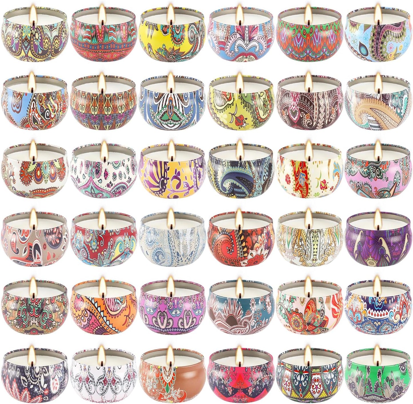 Scented Candles Gifts Set of 36 – 2.5oz Aromatherapy Travel Tin Candles, Relaxing Fragrances for Home, Spa, Gifts for Family, Friends, Teachers, Thank You Presents (Assorted Scents).