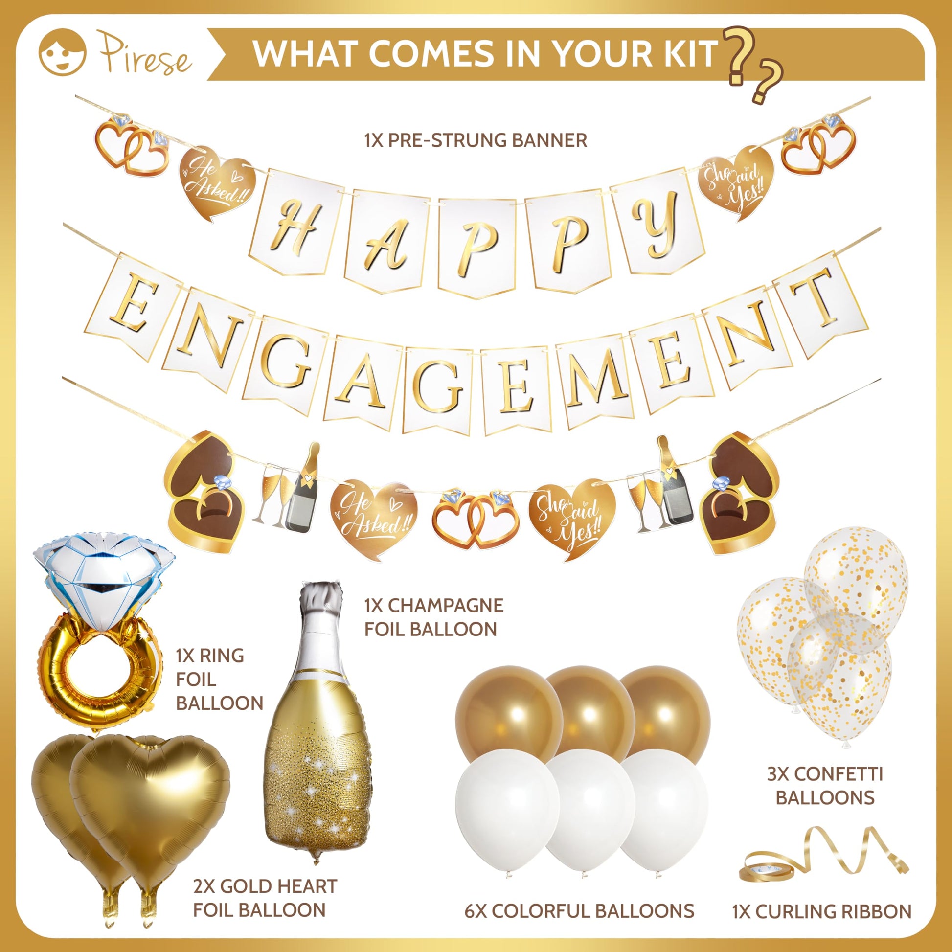 Pirese Happy Engagement Banner, Just Engaged Banner, Happy Engagement Decorations | Just Engaged