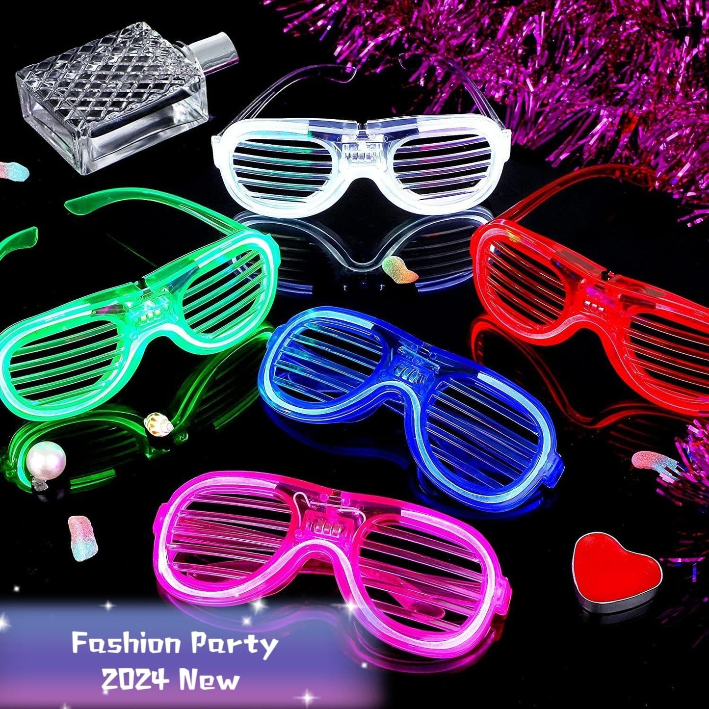 35 Packs LED Glasses 5 Neon Colors glow in the dark party supplies Favor for Kids Adult Glow sticks Light Up Glasses fit Holiday Birthday Valentine's Day and Halloween Party Supplies Cosplay Christmas