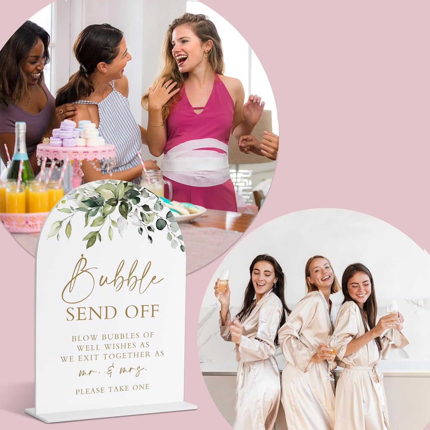 Bubbles for Wedding Send Off, Greenery Gold Bridal Shower Decorations, Marriage Signs for Ceremony and Reception, Engagement Party Decor, Wedding Table Acrylic Decor, Bachelorette Party Favors - 28