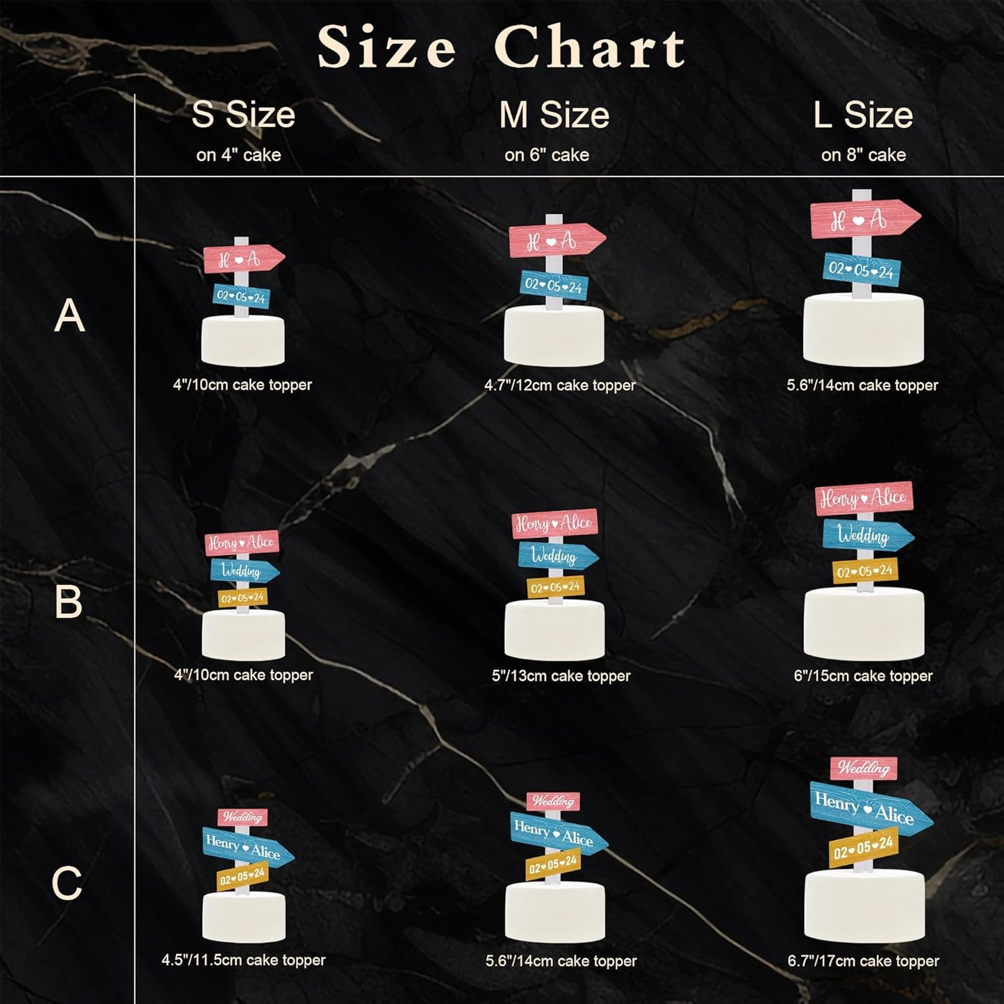 Personalized Rustic Wedding Cake Topper in Wood Custom Bride & Groom Names Initials Wedding Date Cake Decoration (Candy)