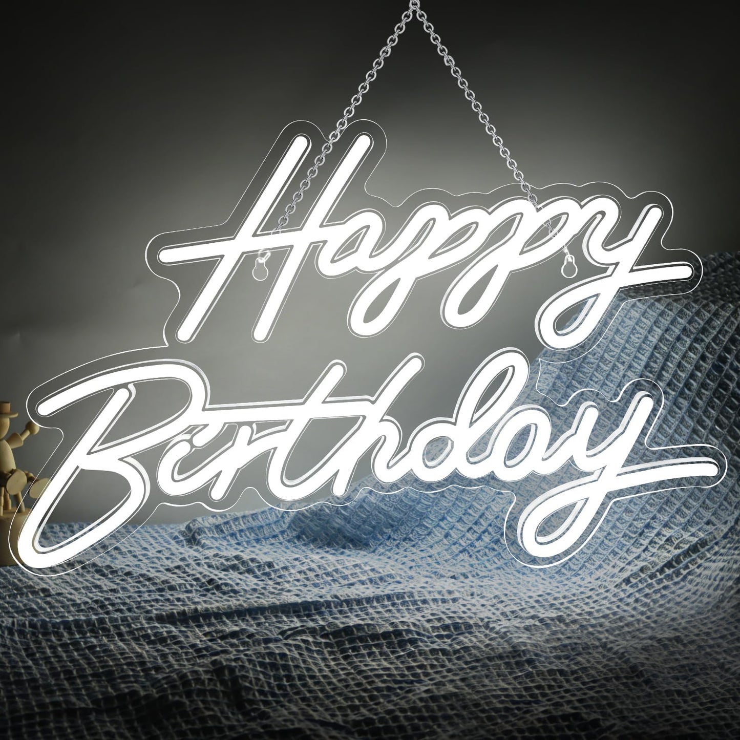 Happy Birthday Neon Sign for Wall Decor, LED Happy Birthday Light Up Sign, Dimmable LED Birthday