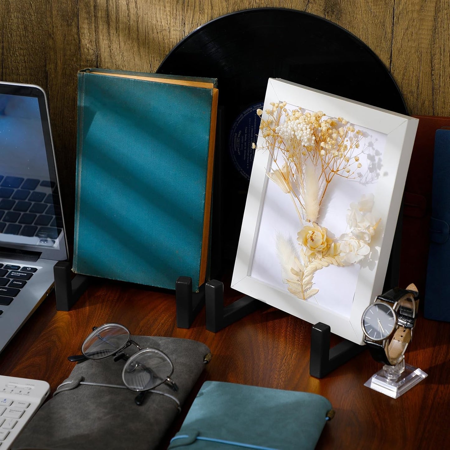 Sweetude 2 Pcs Large Plate Stands for Display Metal Frame Plate Holder Display Stand Decorative Table Top Easels for Picture, Book, Platter, Photo Easel(Black,10 Inch)