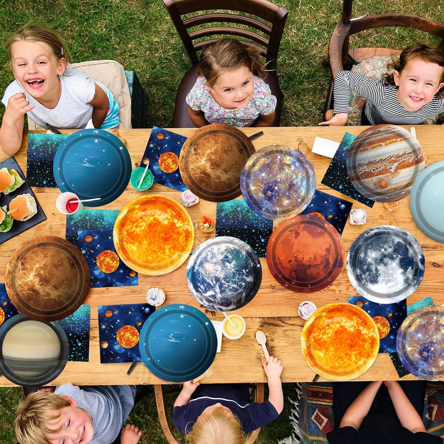 UROINEPA Space Theme Party Decorations 100Pcs Galaxy Planet Outer Space Disposable Plates and