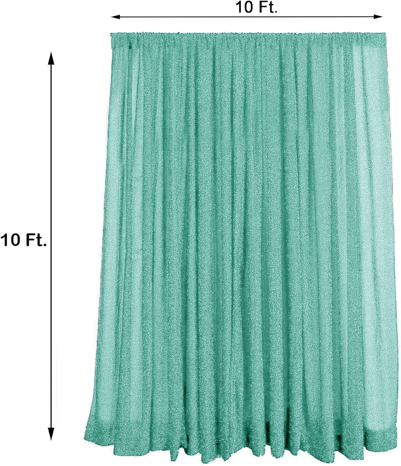 10FT x10FT Aqua Blue Metallic Sheer Spandex Backdrop, 1 Panel Glitter Sheer Photography Background, Stretchy Spandex Fabric for Wedding, Party, Baby Shower, Photo Booth Decor