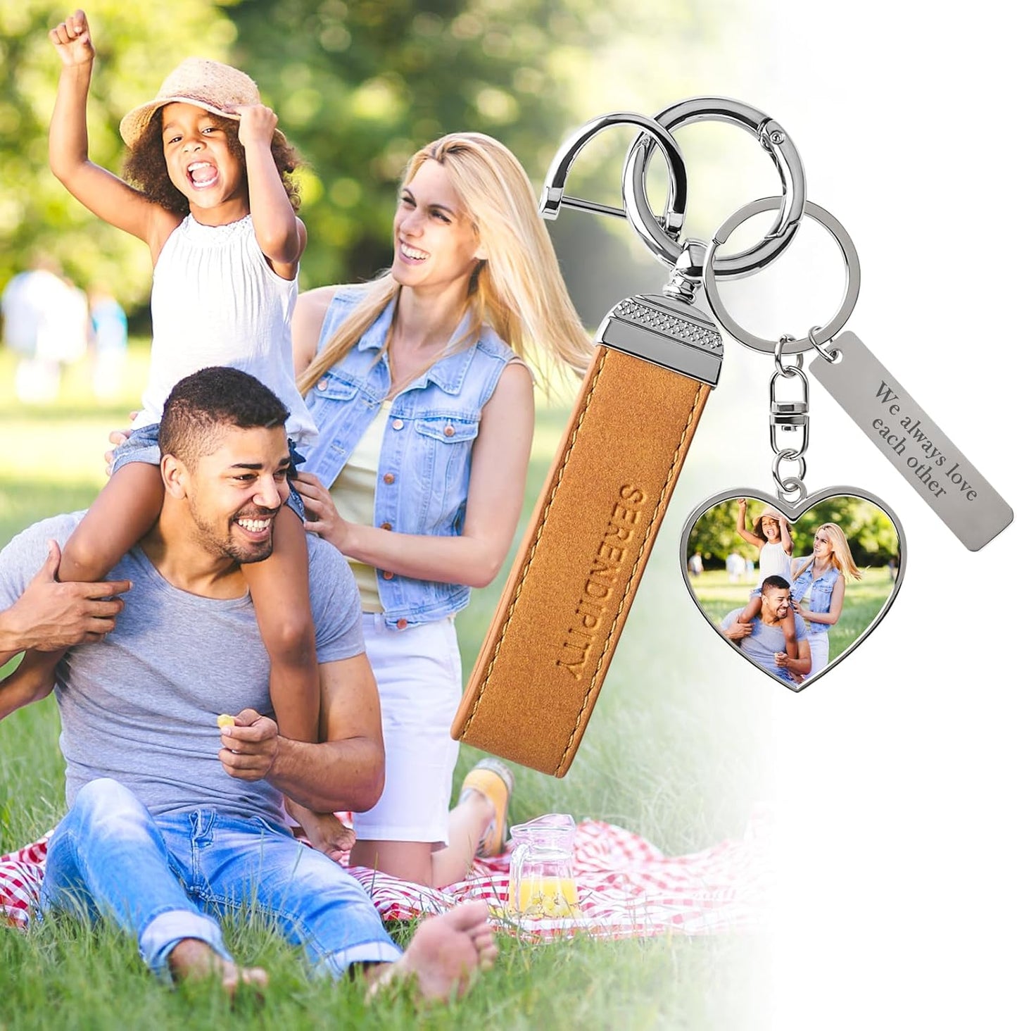 Double Side Custom Keychain with Picture Personalized Engraving Photo Text Customized Gifts for Men Women