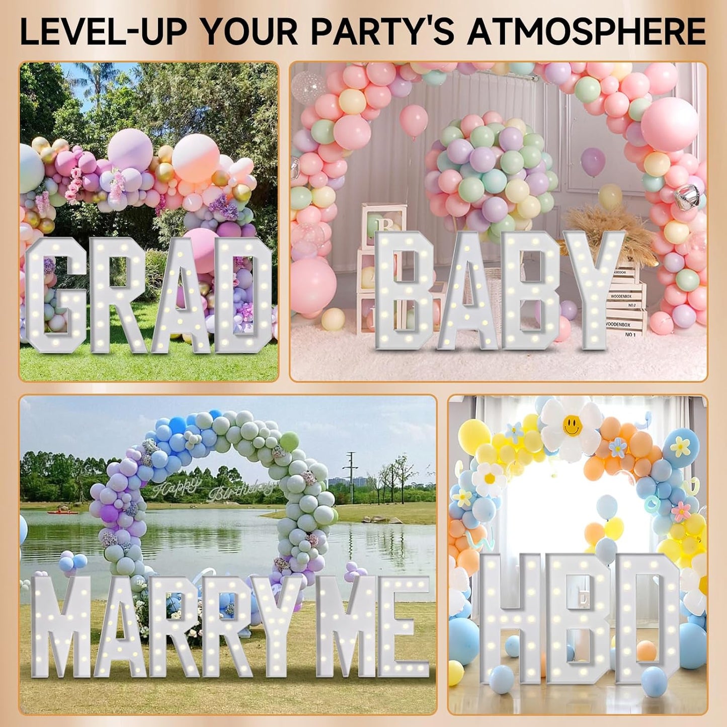 eufony Marquee Letters 4 Feet Tall, 4 FT Marquee Light Up Letters, Giant Light Up Letters 4FT for Birthday Party Baby Shower Gender Reveal Graduation Decorations, Letter Q with LED Lights DIY Kit