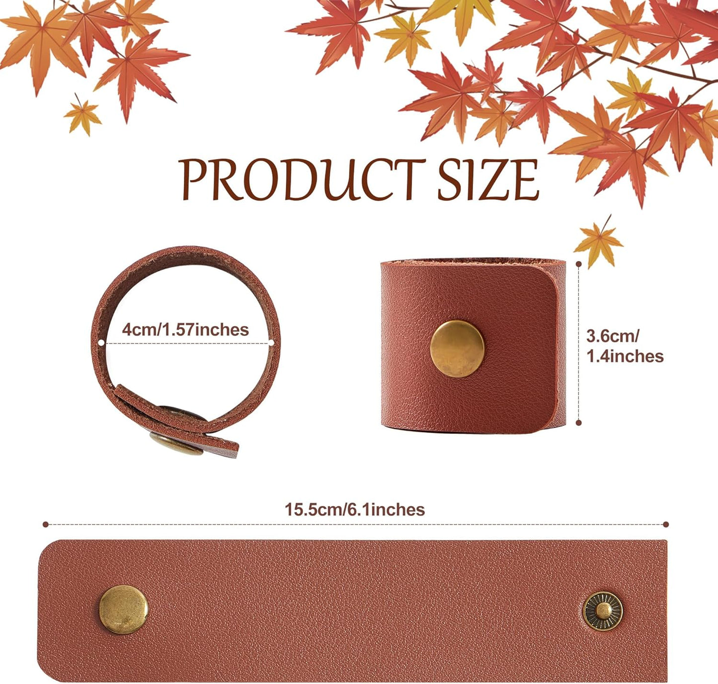 APTWOW Leather Napkin Rings Set of 12 - Fall Thanksgiving Napkin Rings Bulk, Brown Vintage Farmhouse Napkin Holder for Wedding Party Birthday Banquet Table Decor and Daily Use