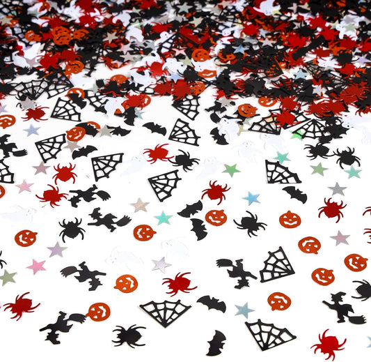 Halloween Party Table Scatter Confetti, 3000 Pcs Pumpkin Spider Bat Star Foil Metallic Confetti for Halloween Party Table Decorations
