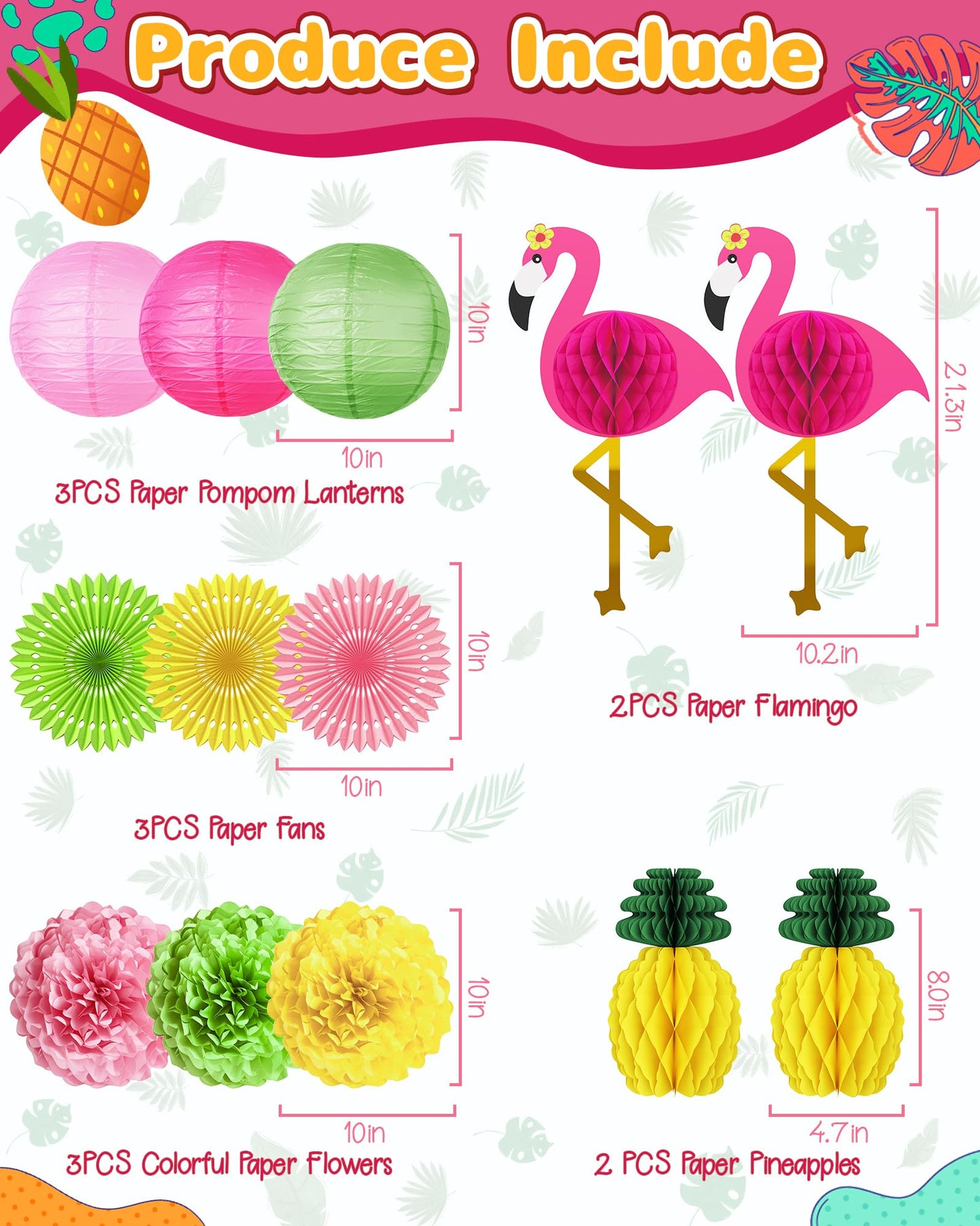 Flamingo Hawaiian Luau Party Decorations, Pool Summer Tropical Decorations