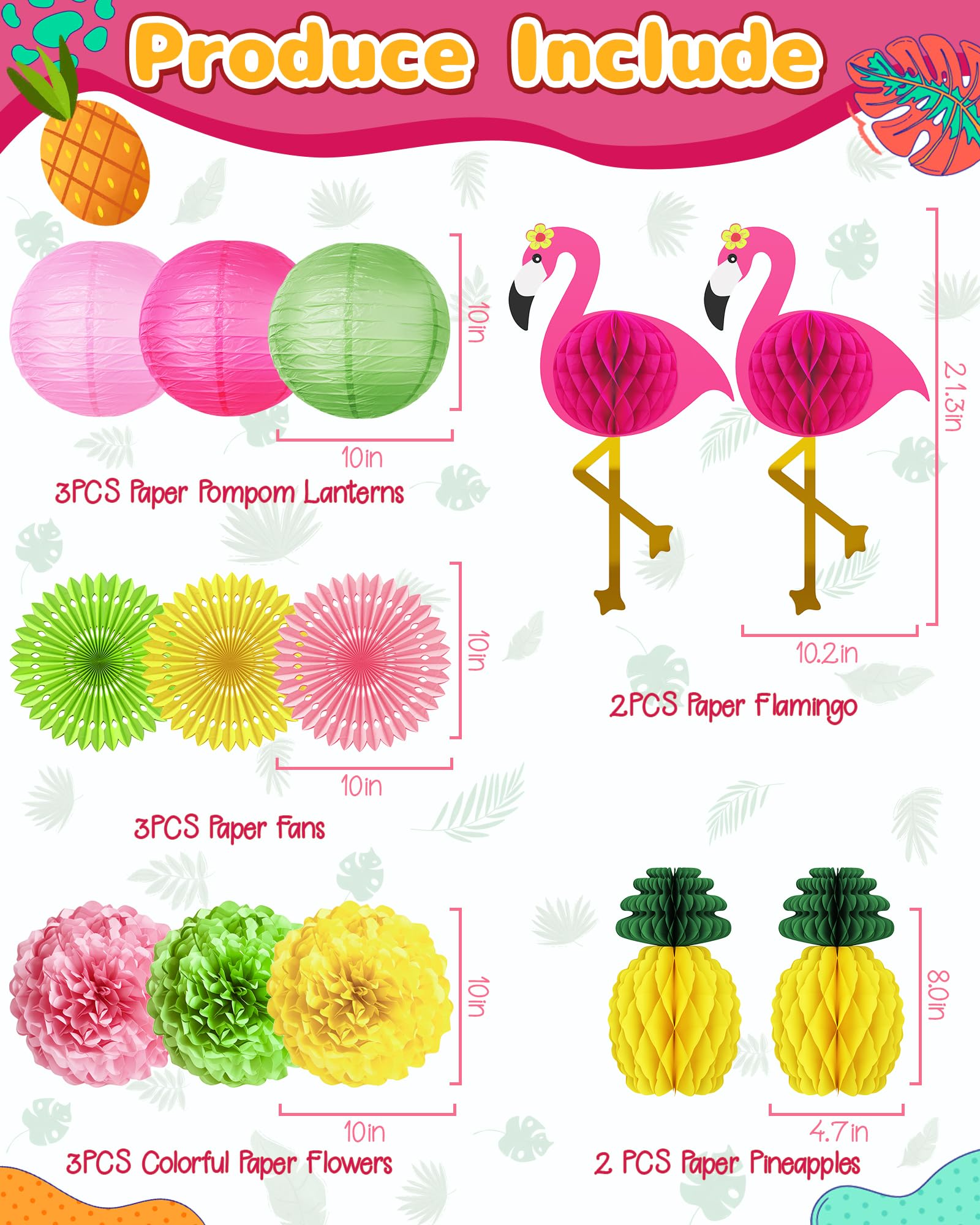 Flamingo Hawaiian Luau Party Decorations, Pool Summer Tropical Decorations