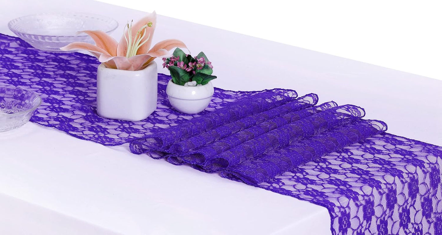 MDS Pack of 15 Wedding 12 x 108 inches Lace Table Runner for Wedding, Decorations for Birthday Parties, Banquets, Graduations, Engagements, and Runners fit Rectangle, Round Table- Royal Blue