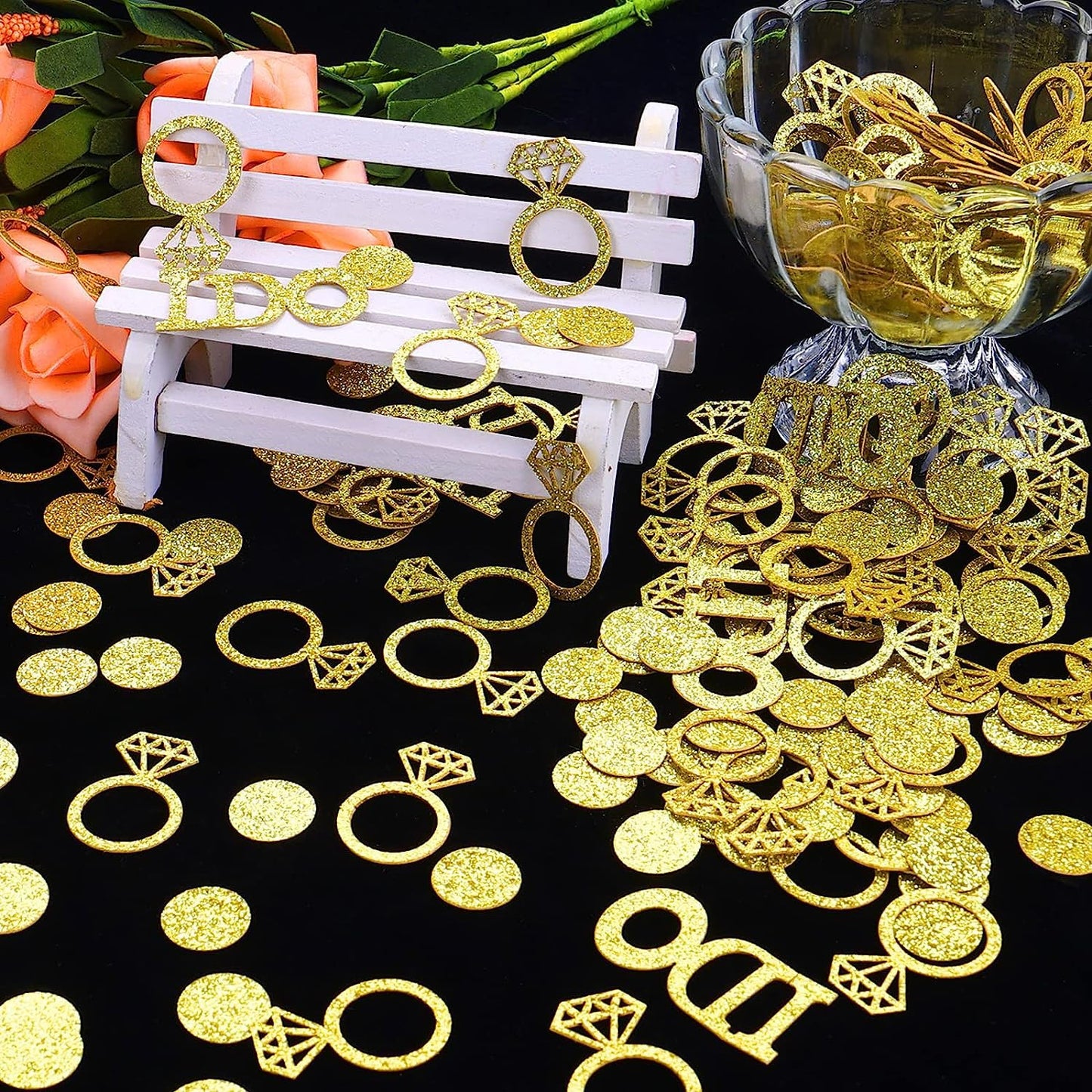 Gold Wedding Confetti, 100 Pcs I DO Engagement