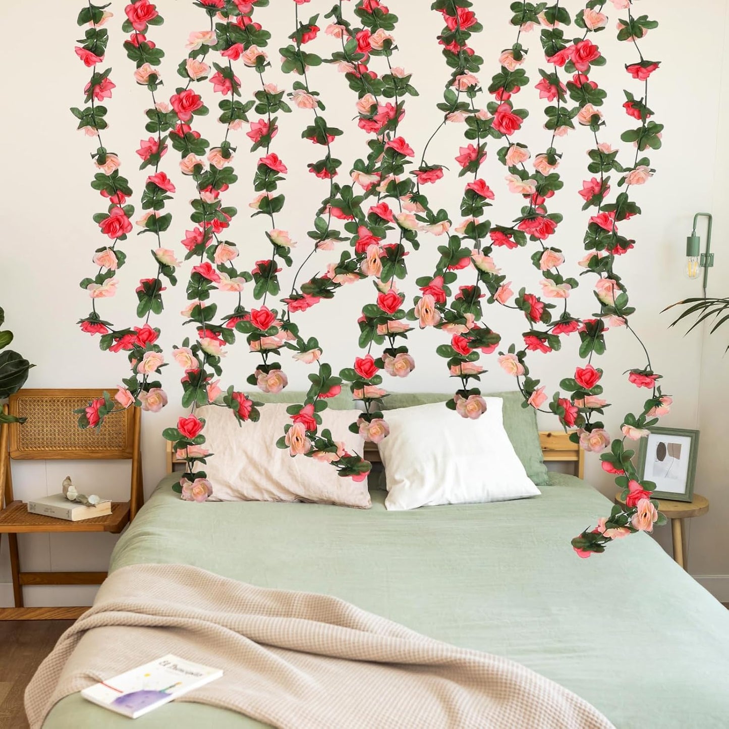 10 Pcs 82FT Flower Garland, Artificial Rose Garland Flowers Plants Fake Flower Hanging Rose Ivy, Birthday Party Valentine's Day Wedding Wall Arch Decor