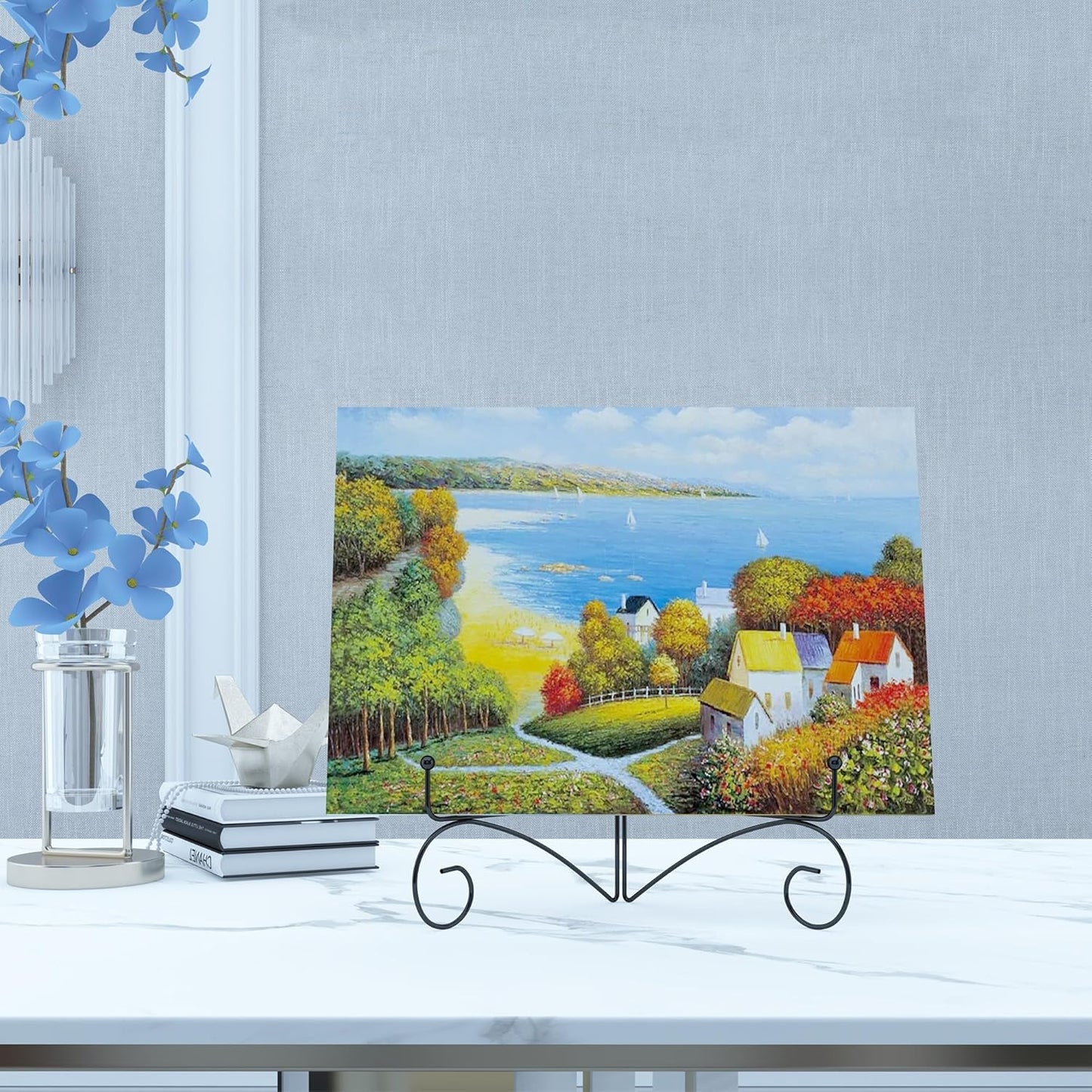 Plate Stand for Display with Hinged Folding Design, 6 Inch Picture Stands for Tables, Small Easels for Displaying Book, Art Piece, Photo and Platter, 6?™â€?Black